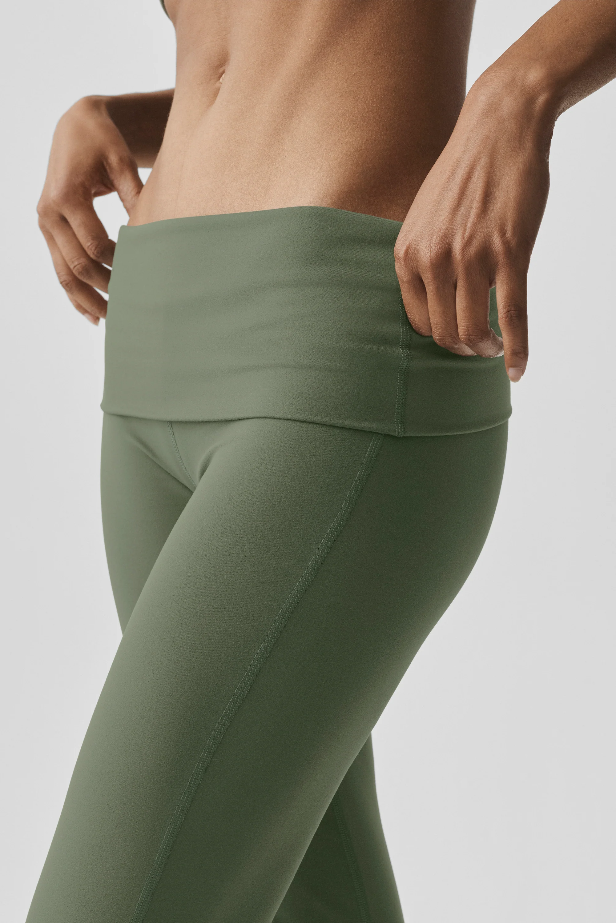ALO Softsculpt Foldover Flare Legging, Regular Length, Bamboo Green