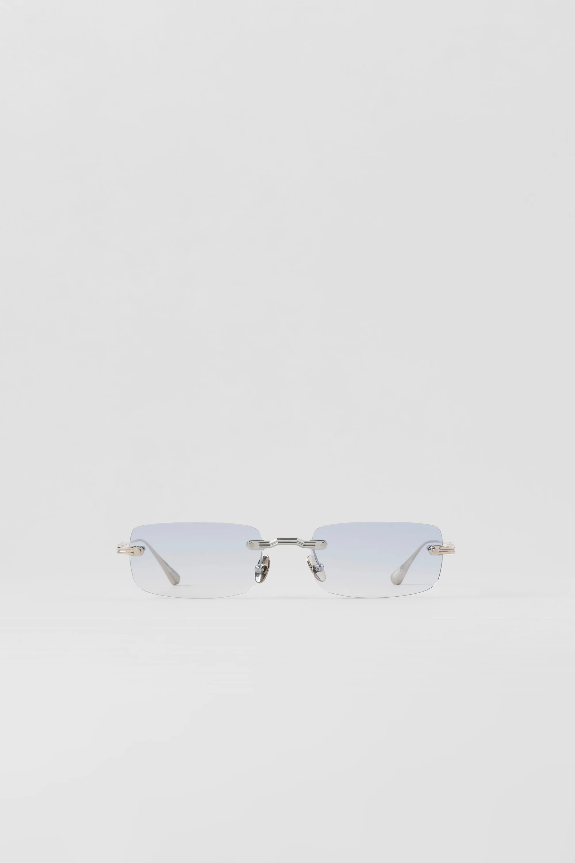 ALO Wire Frame Sunglasses in Chrome Titanium with Blue Gradient Lenses