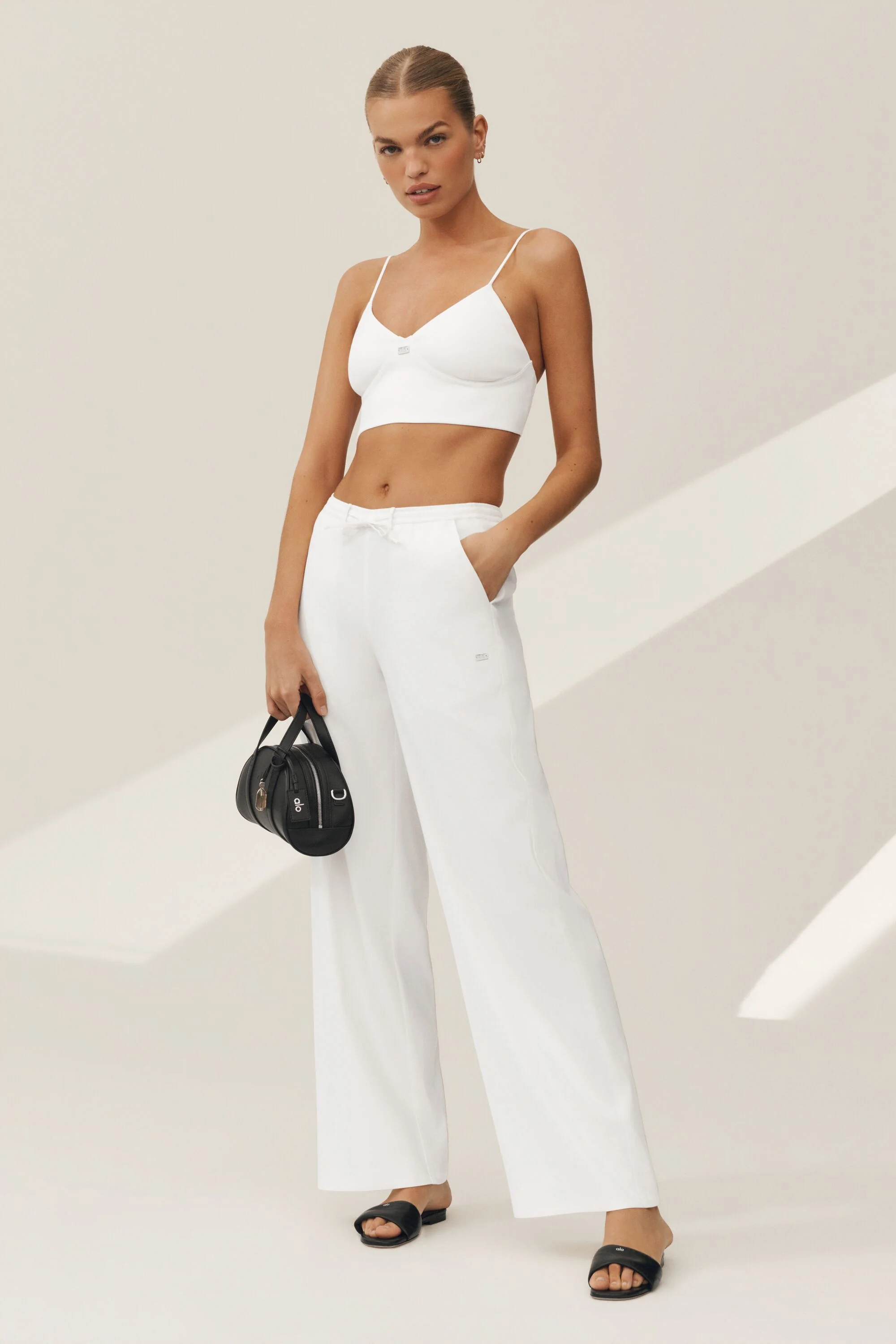 Pantalone ampio in misto lino Riviera bianco