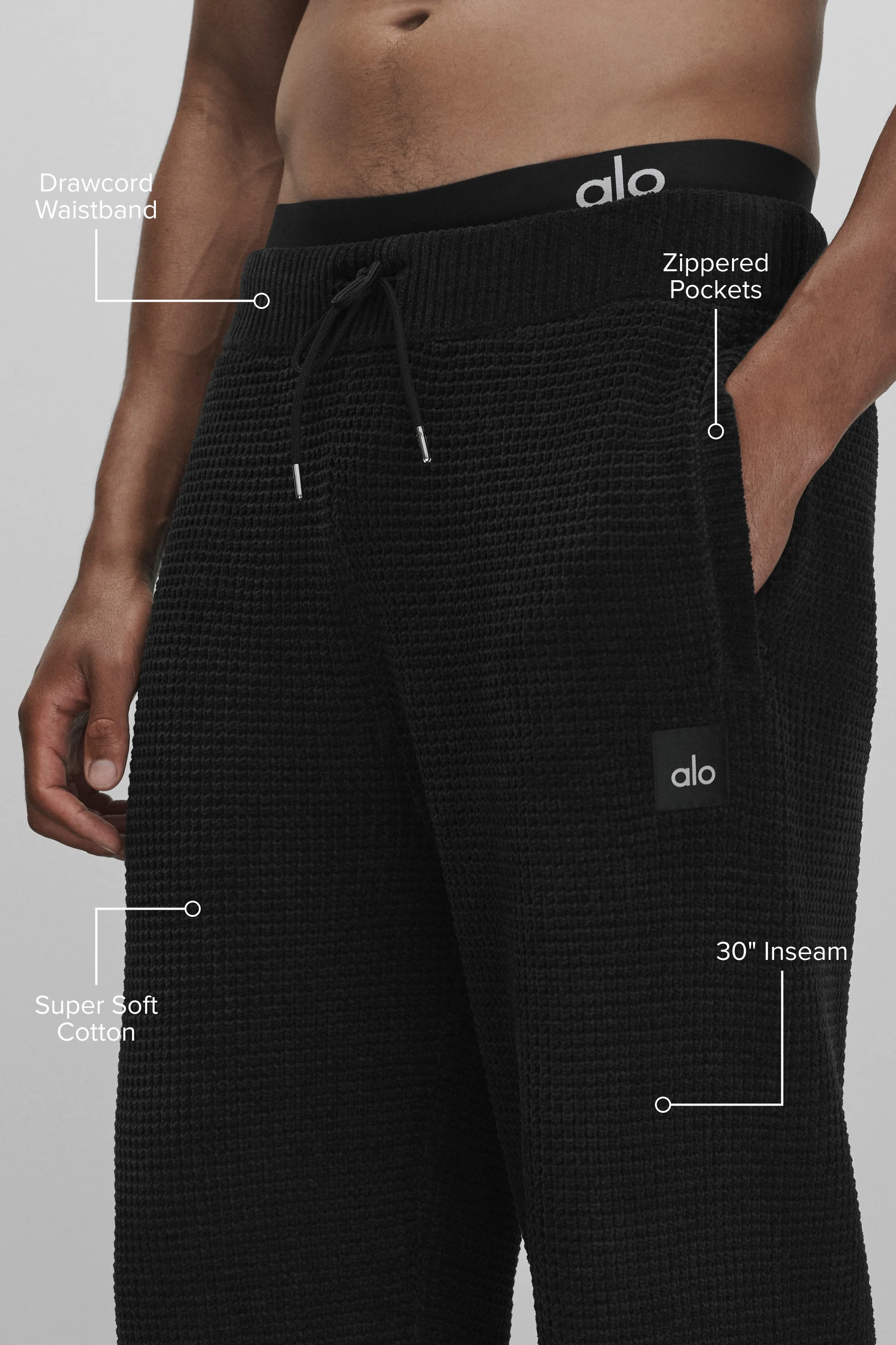 Waffle Chenille Edition Straight Leg Pant in Black, Relaxed Fit