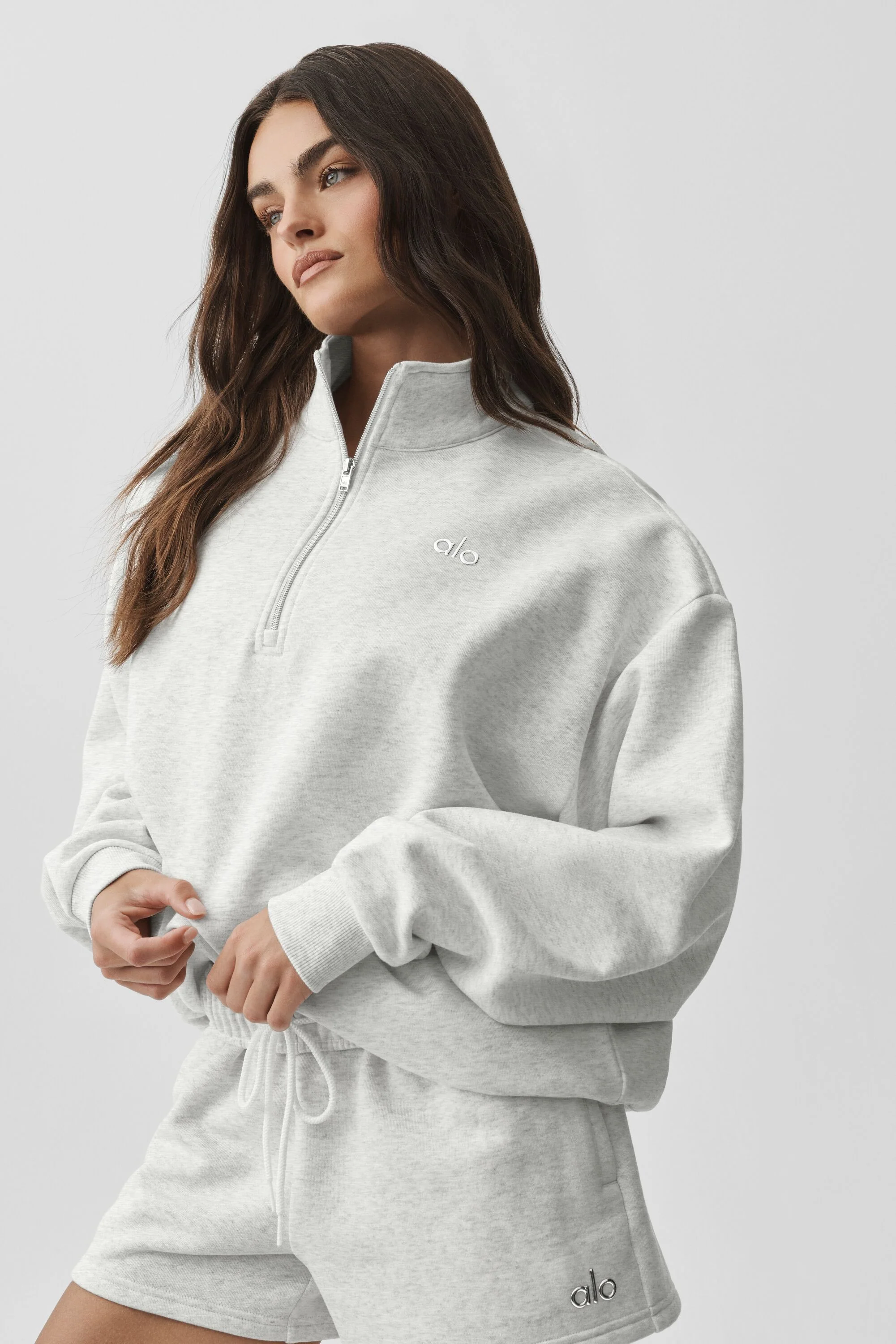 Accolade 1/4 Zip Pullover in White Heather
