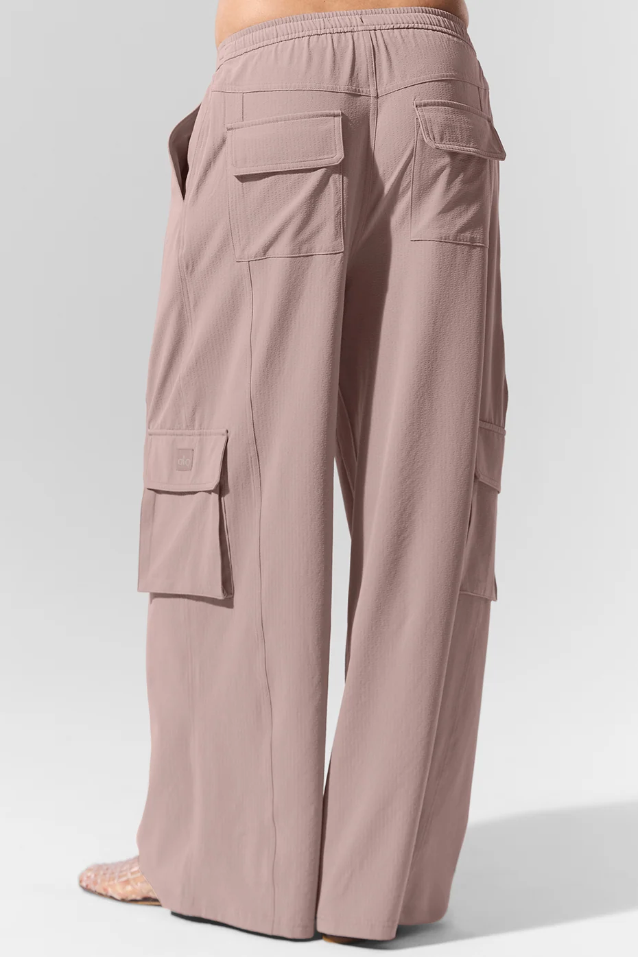 Dreamscape Cargo Wide Leg Pant in Taupe with Drawcord Waist