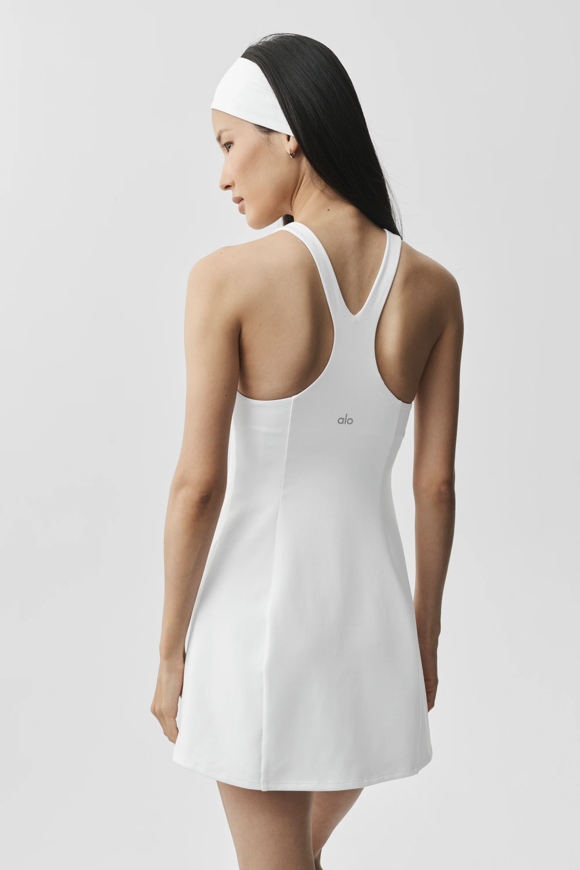 Airbrush Lock In Tennis Dress in White with Built-In Onesie