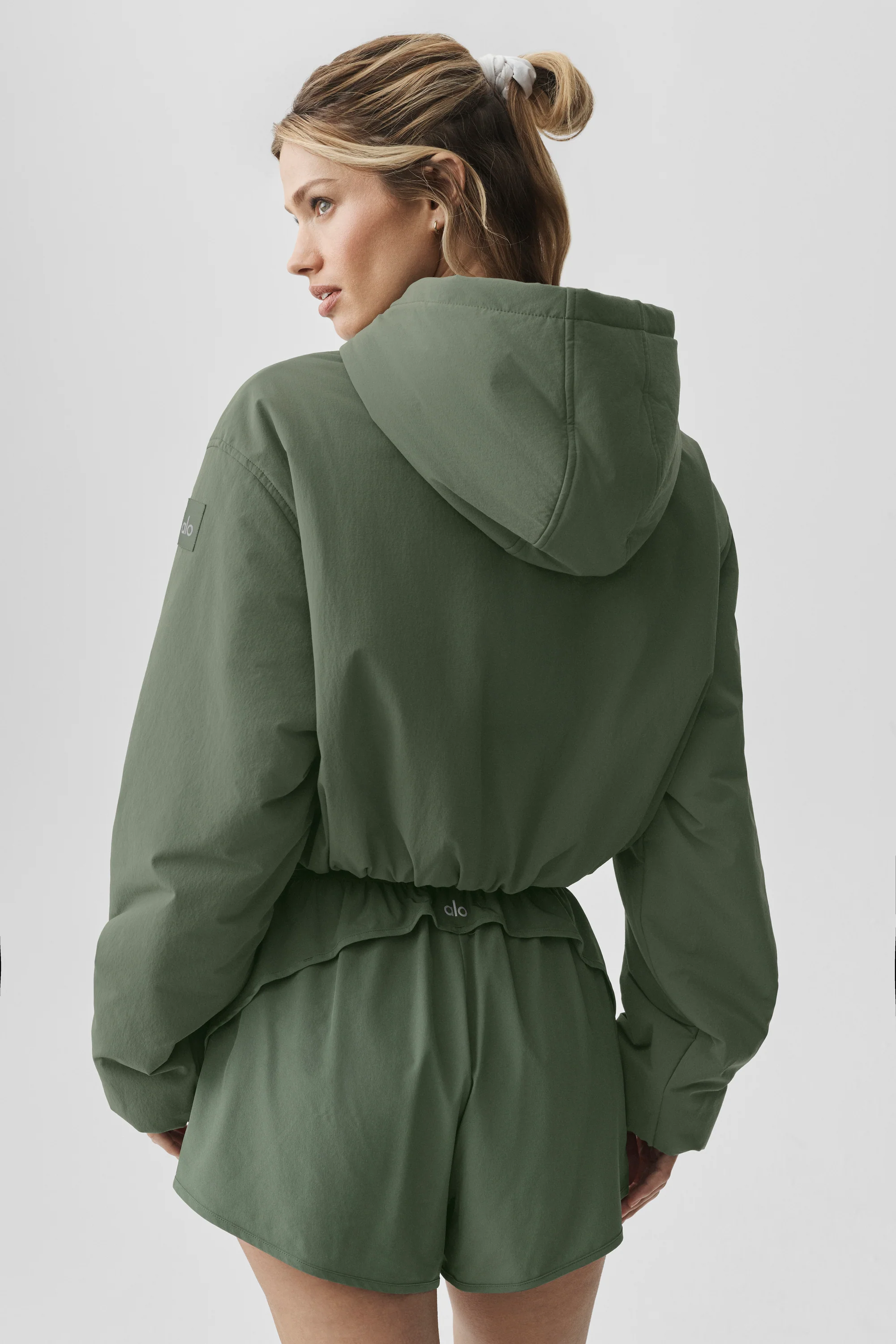 Cropped Mountain Peak Full-Zip Hoodie in Bamboo Green