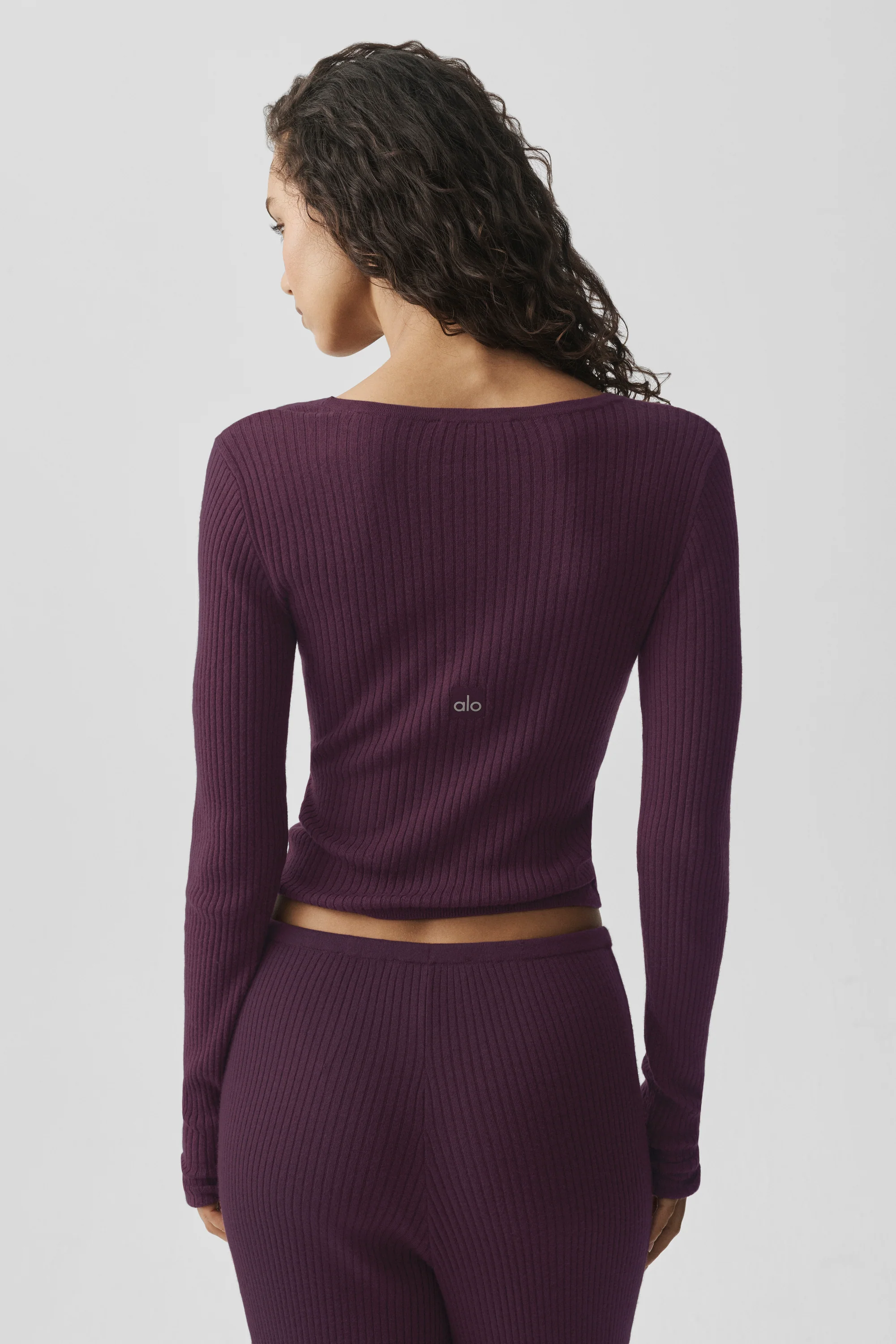 Sweater Knit Unwind Long Sleeve in Rich Bordeaux