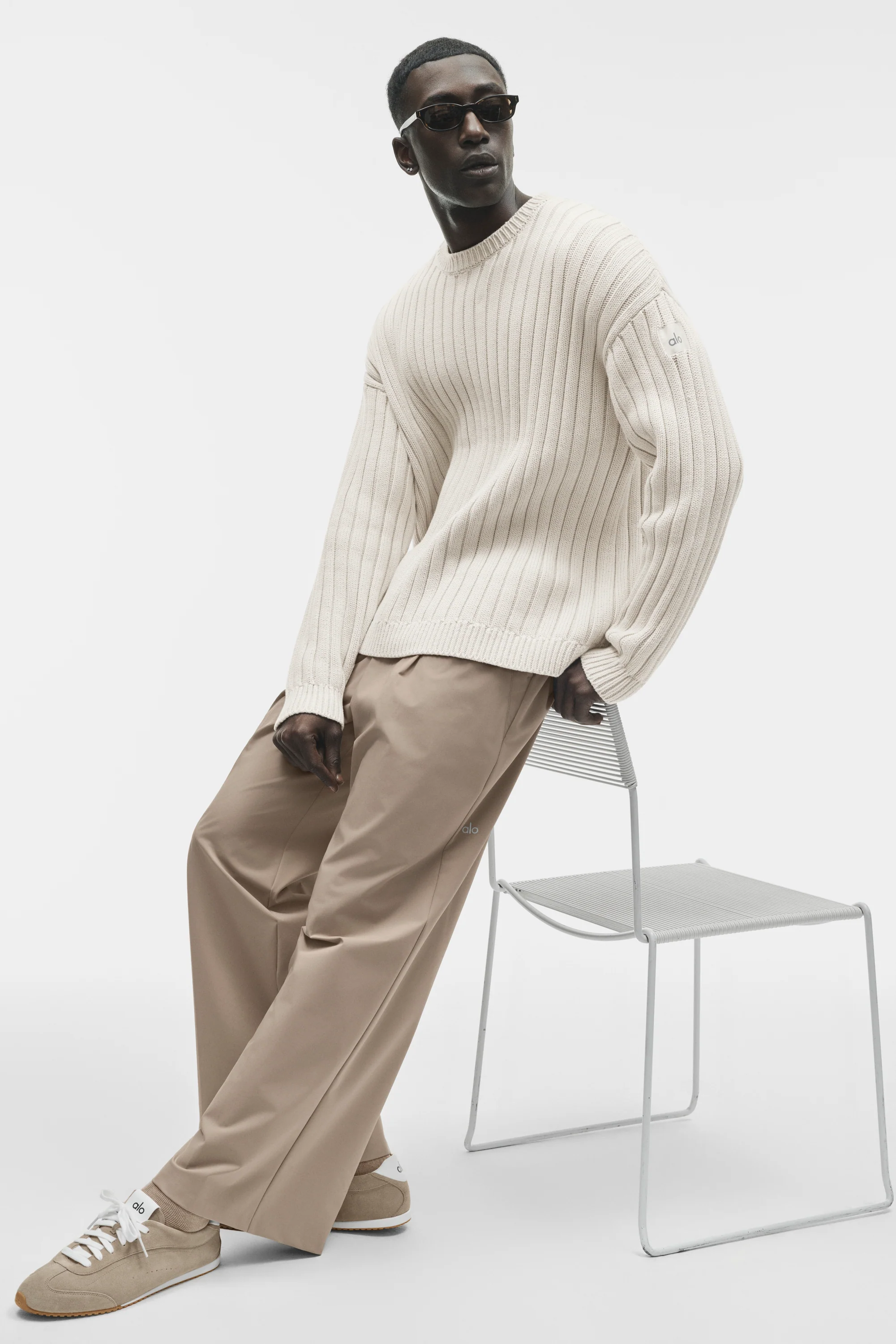 Suited Trouser in Gravel, Lightweight Straight Leg with Zippered Pockets
