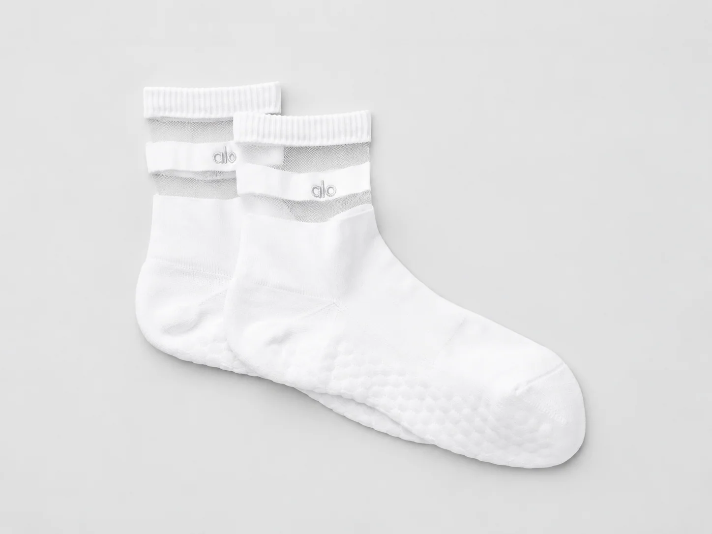 Pulse Grip Sock für Damen in Weiß mit Mesh-Streifen