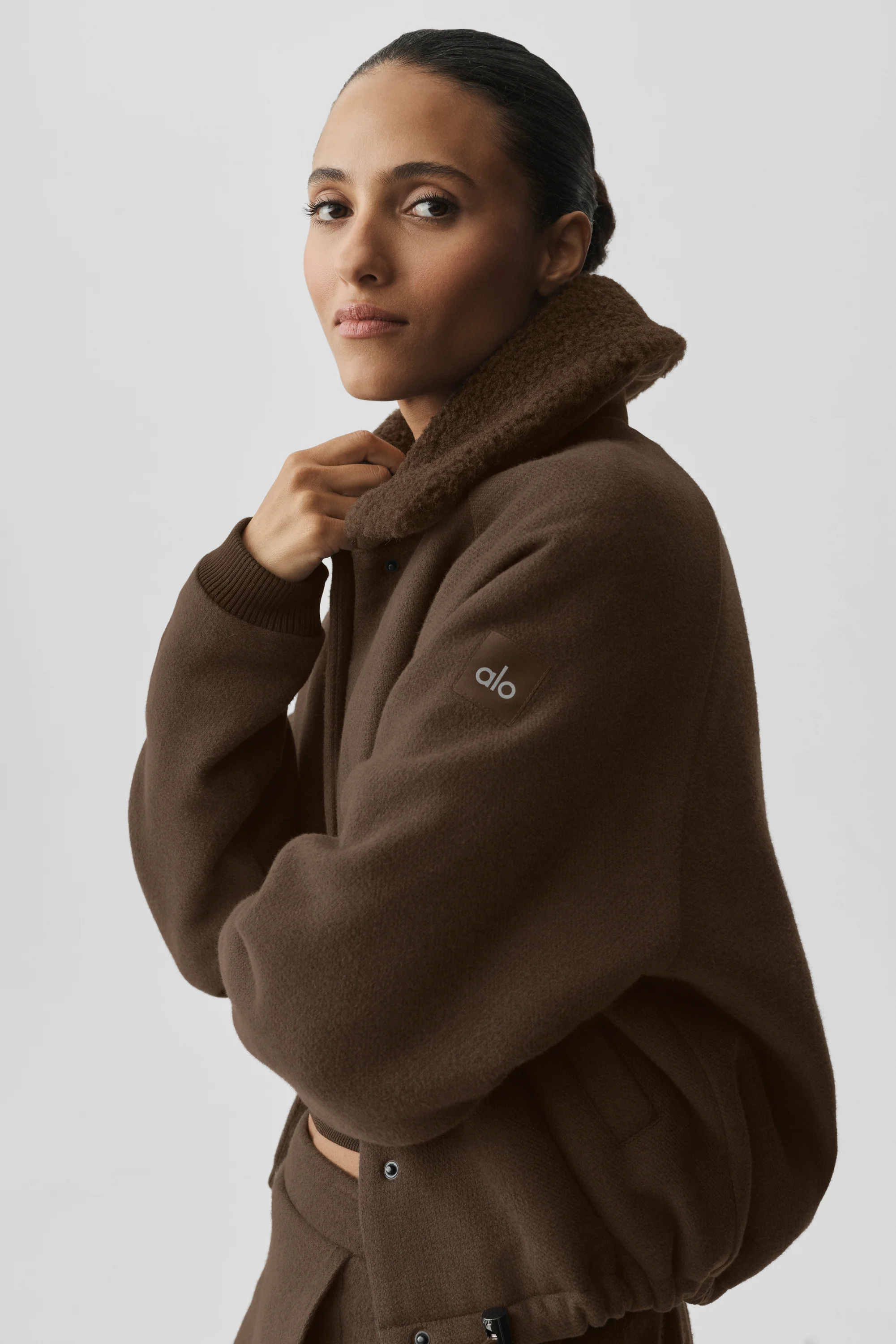 Alpine Meadow Jacket in Espresso with Faux Sherpa Collar