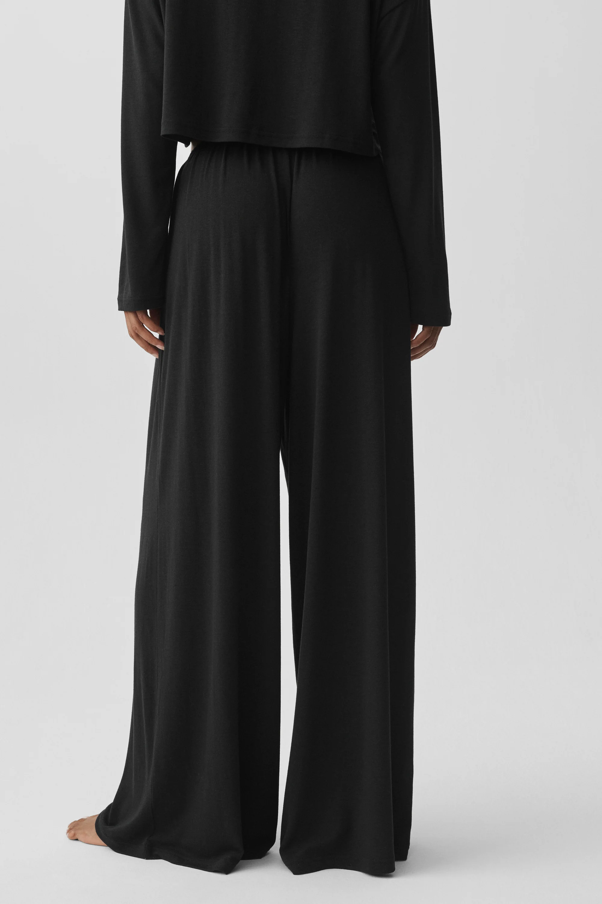 Pantalon large Oasis taille haute semi-transparent, long, Noir