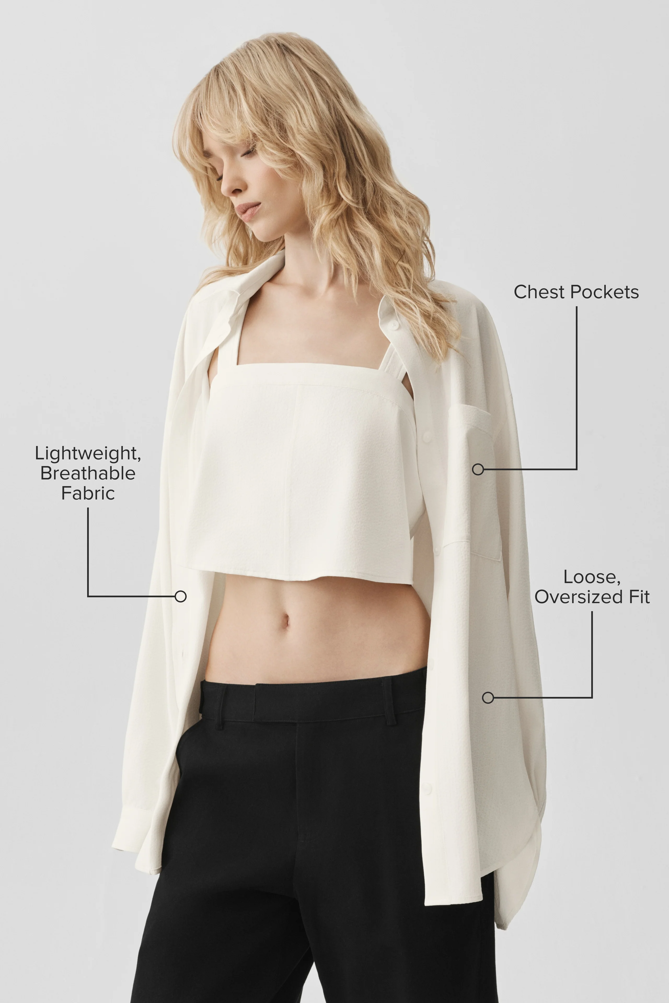 Dreamscape Button Down Long Sleeve Shirt in Ivory