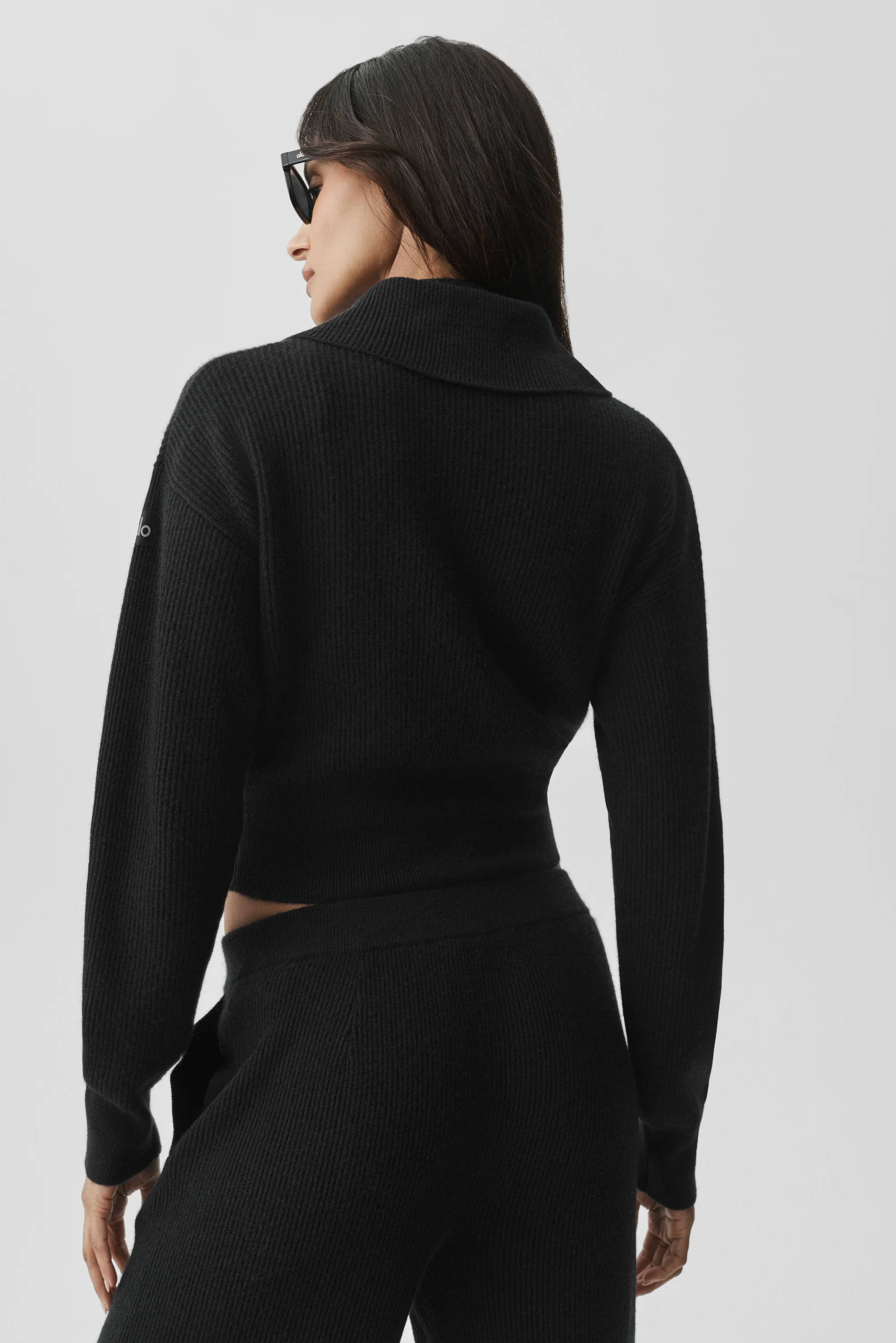 Cashmere Wool Harmony Full Zip Jacket in Black