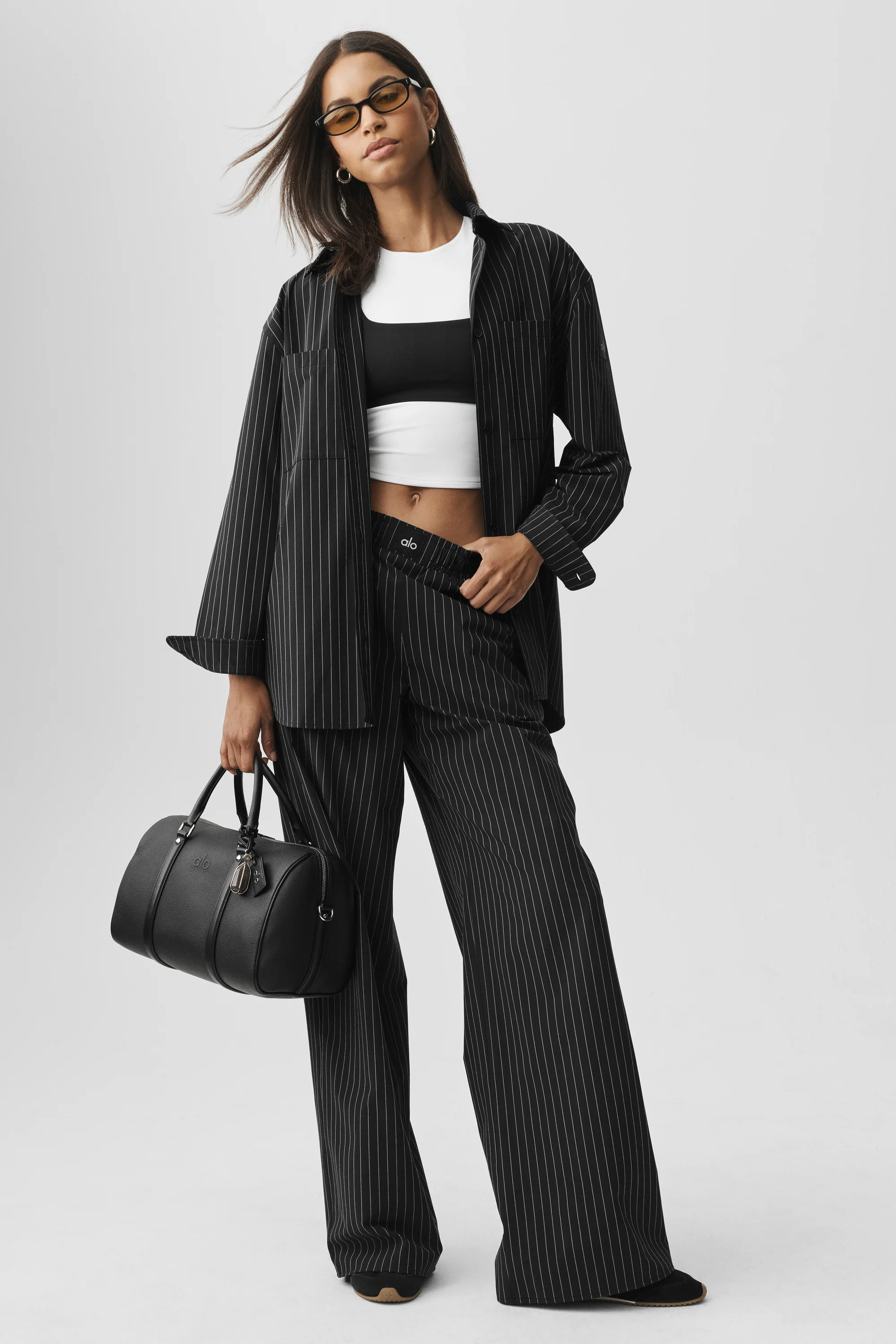 Pinstripe Daylight Boxer Pant Long in Schwarz und Titanium