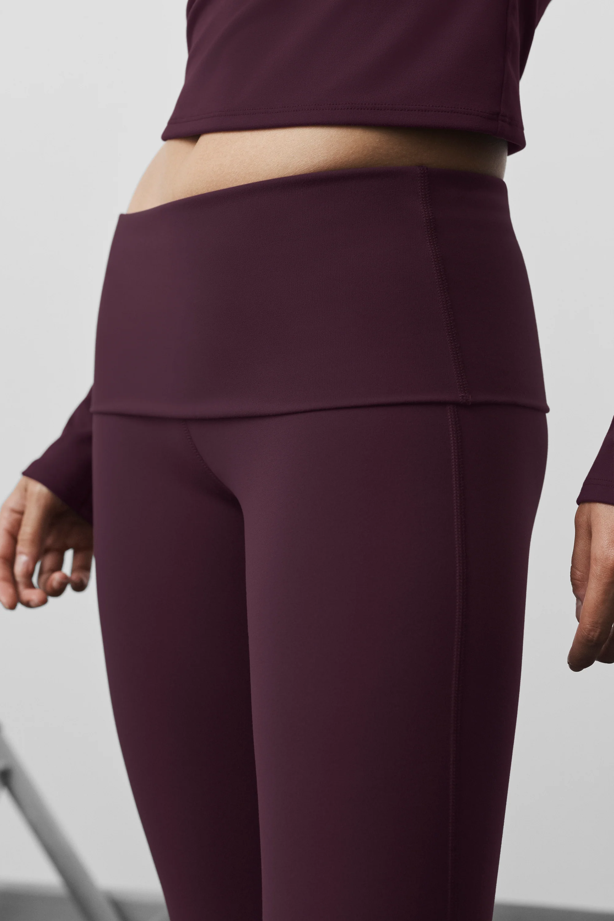ALO Softsculpt Foldover Flare Legging, Regular Length, Rich Bordeaux