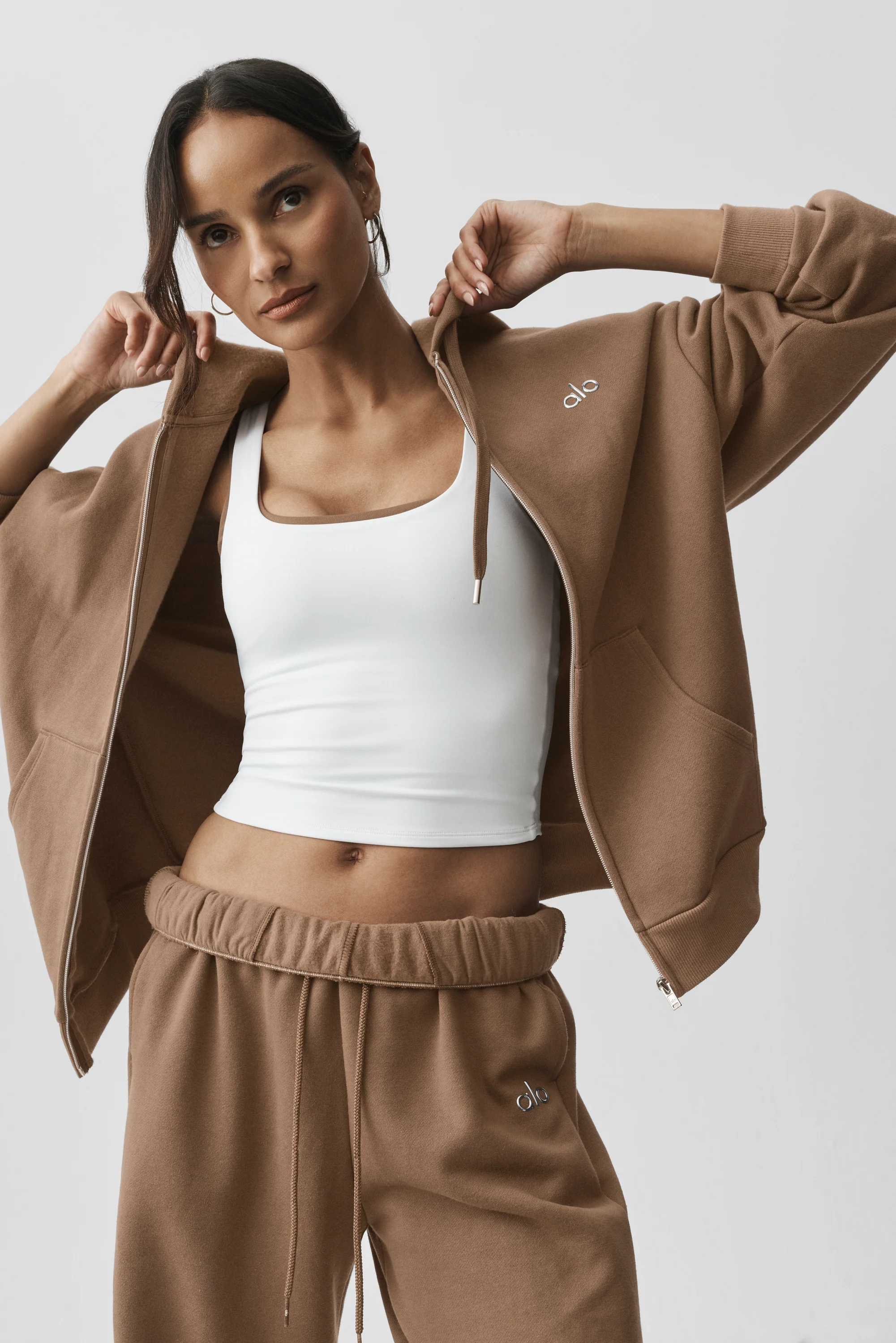 Accolade Full Zip Hoodie in Java Brown, Oversized Unisex Fit
