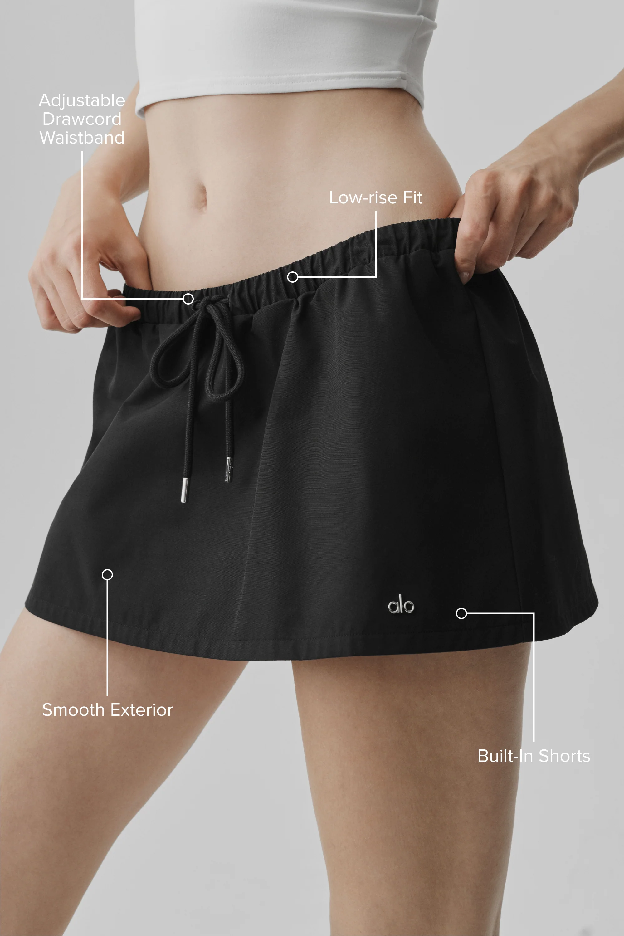 Low-Rise Best Bet Skirt in Black with Built-In Shorts