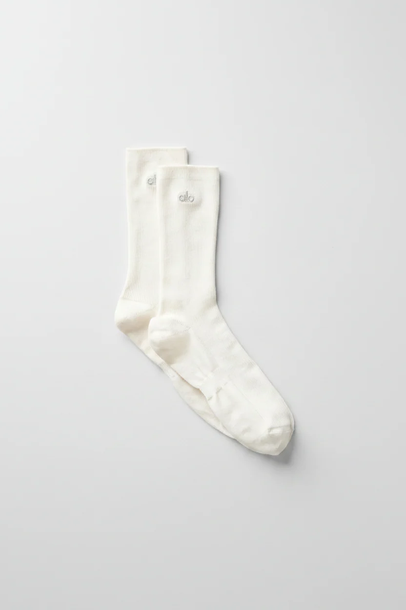 Unisex Half-Crew Understated Sock in Ivory