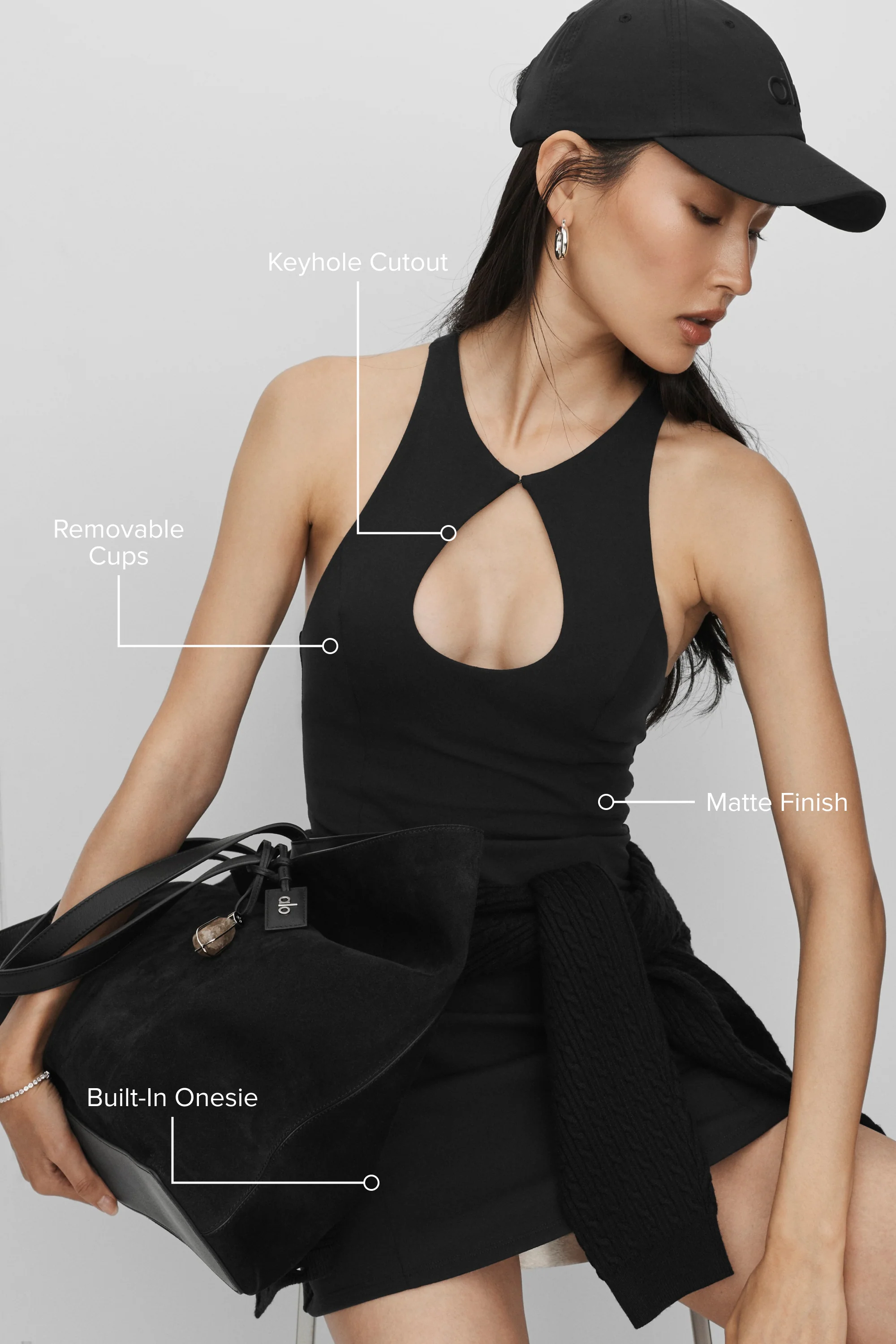 Airbrush-Tenniskleid Lock In in Schwarz mit integriertem Onesie