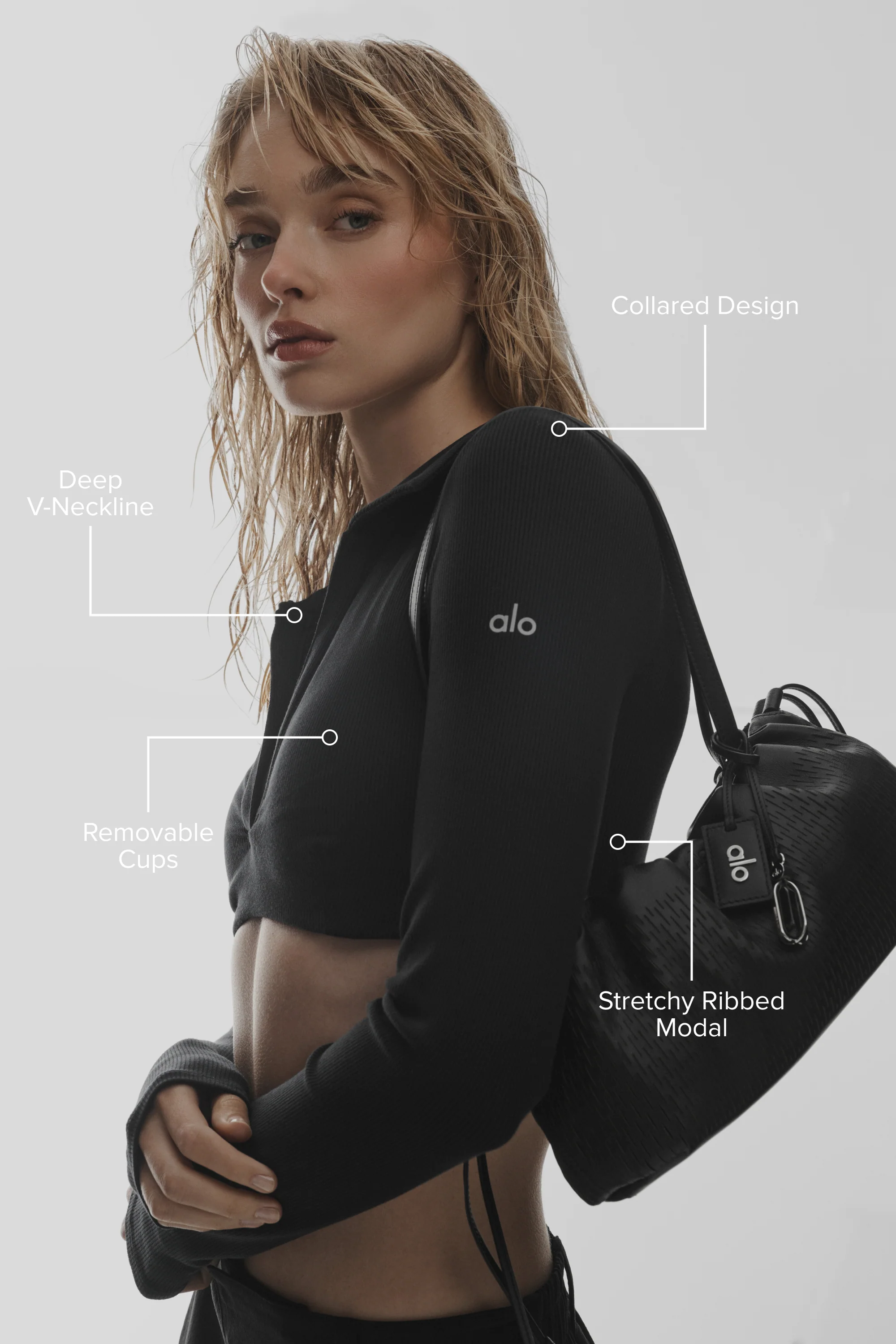 In It To Win It Long Sleeve Bra in Black