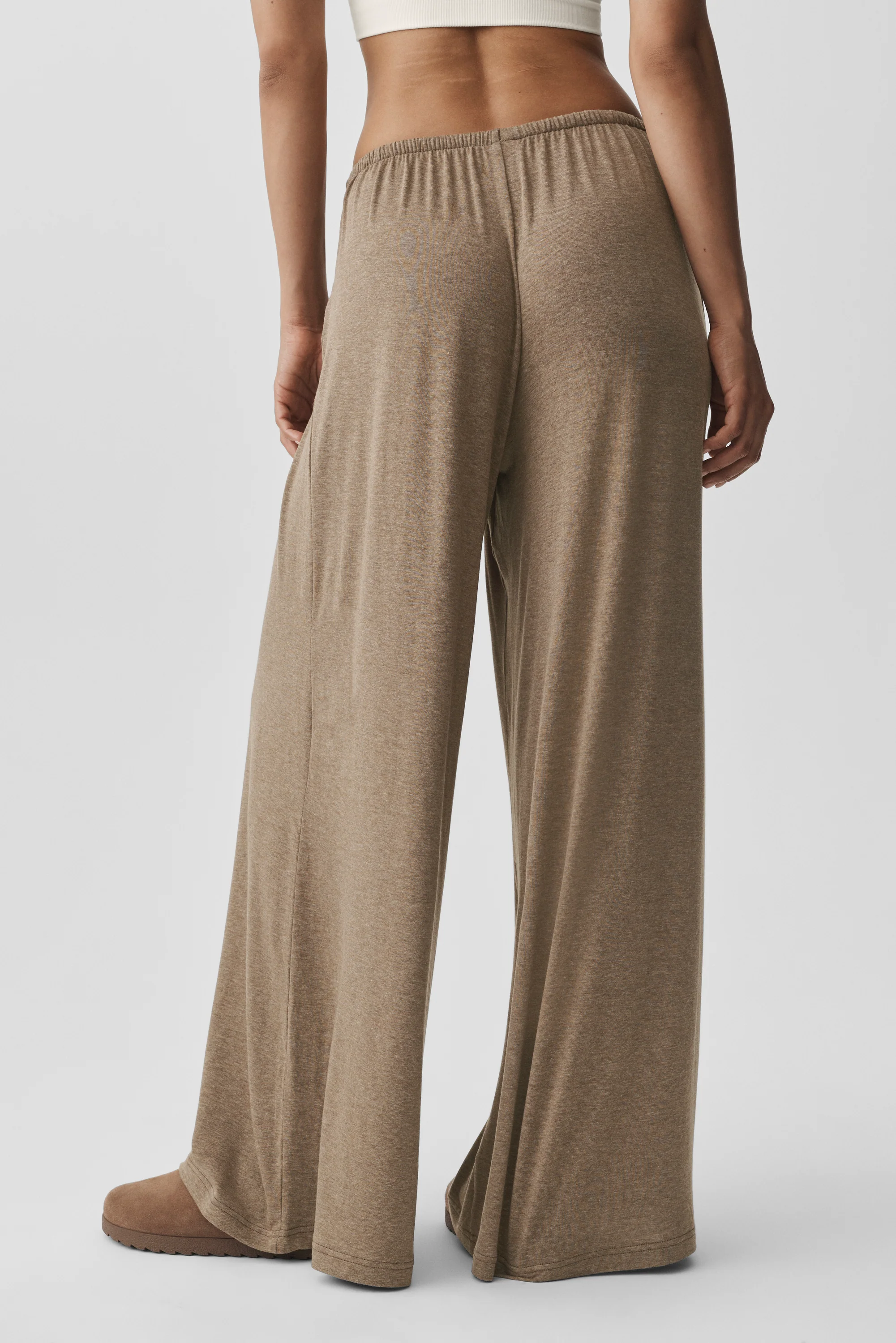 Semi Sheer High-Waist Oasis Wide Leg Pant Long Java Brown Heather