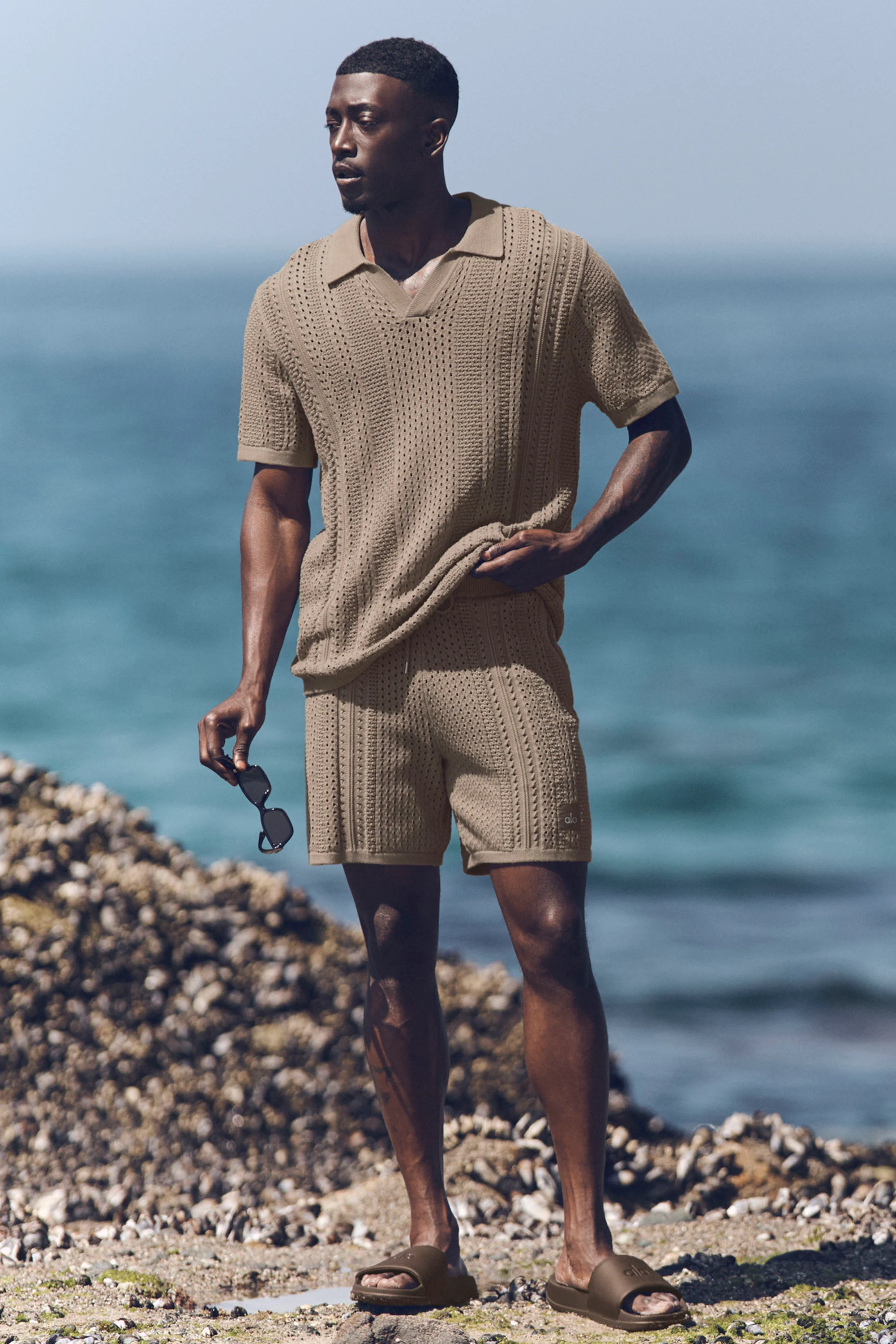 Polo manches courtes en maille Coastline Gravel coton léger