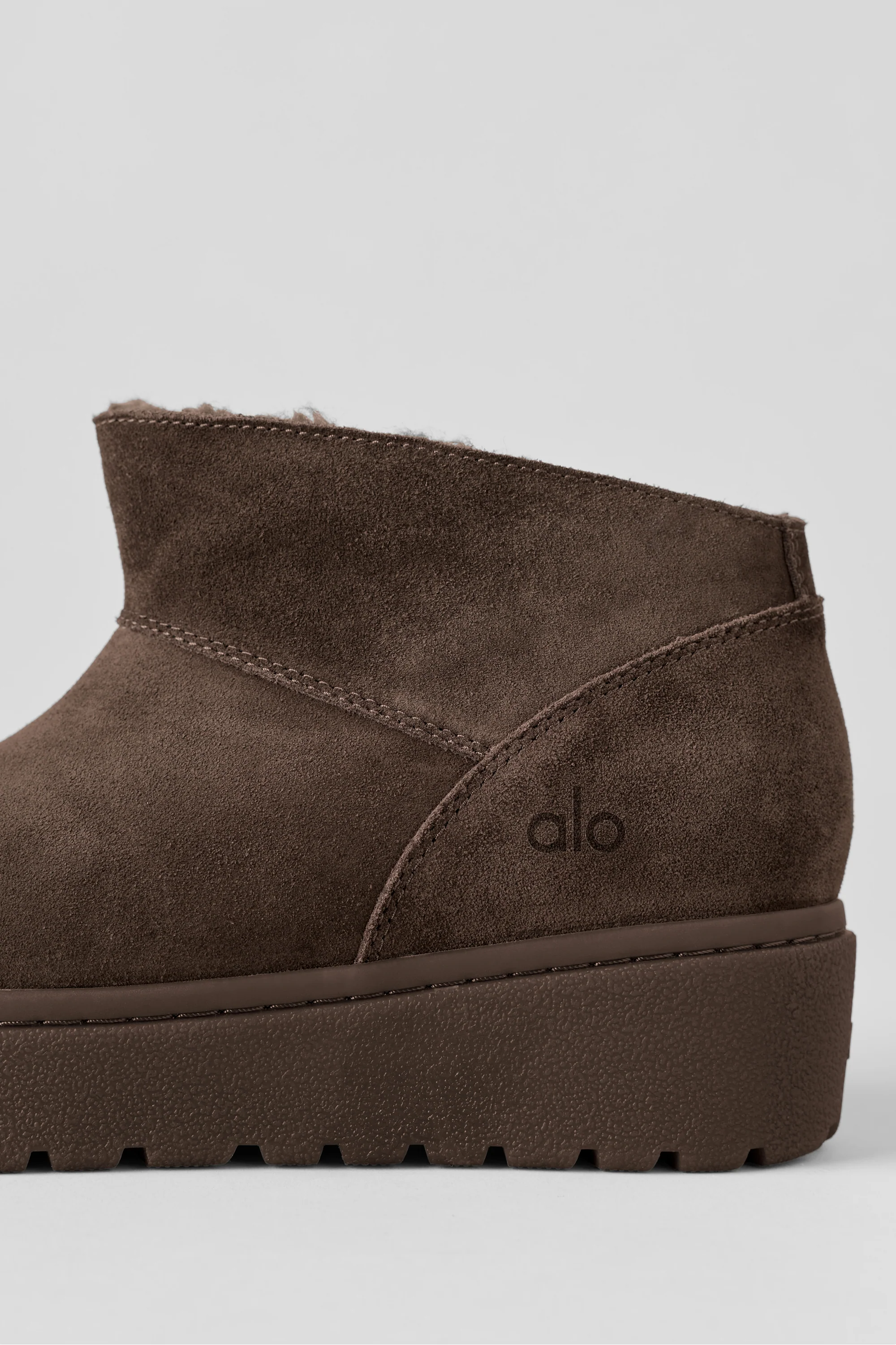 ALO Malibu Low Boot in Espresso Suede With Recovery Foam Insole