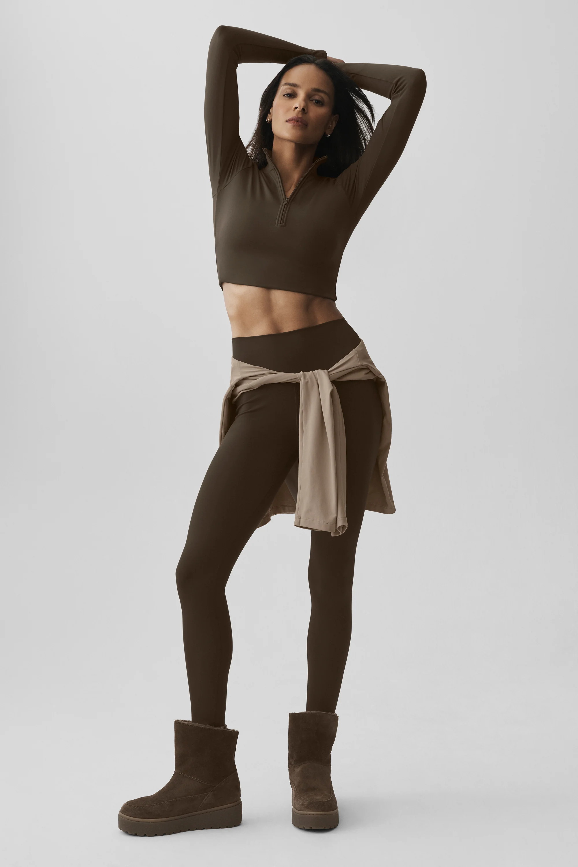 ALO Softsculpt Precision 1/4 Zip Long Sleeve in Espresso