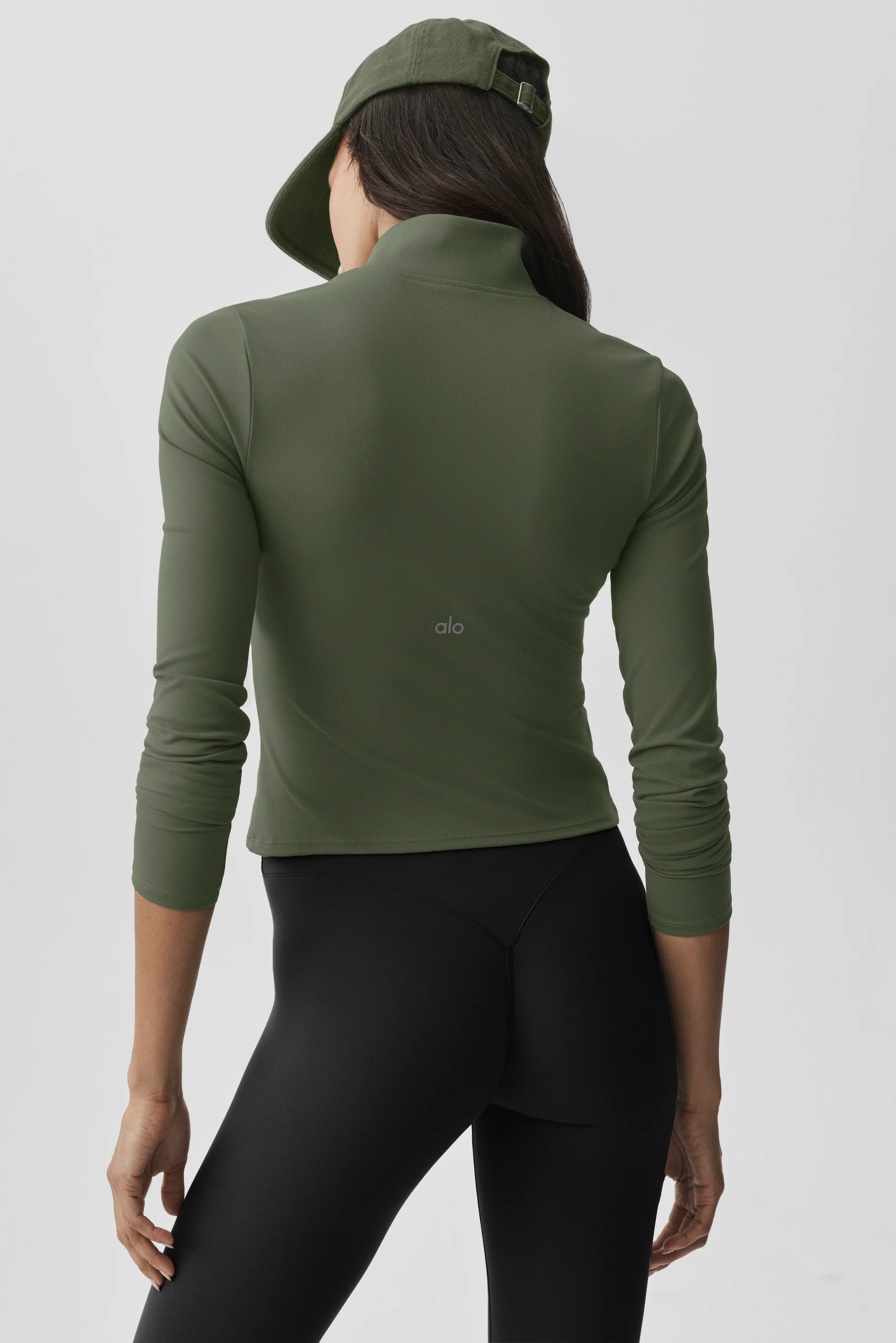 ALO Softsculpt Precision 1/4 Zip Long Sleeve Bamboo Green
