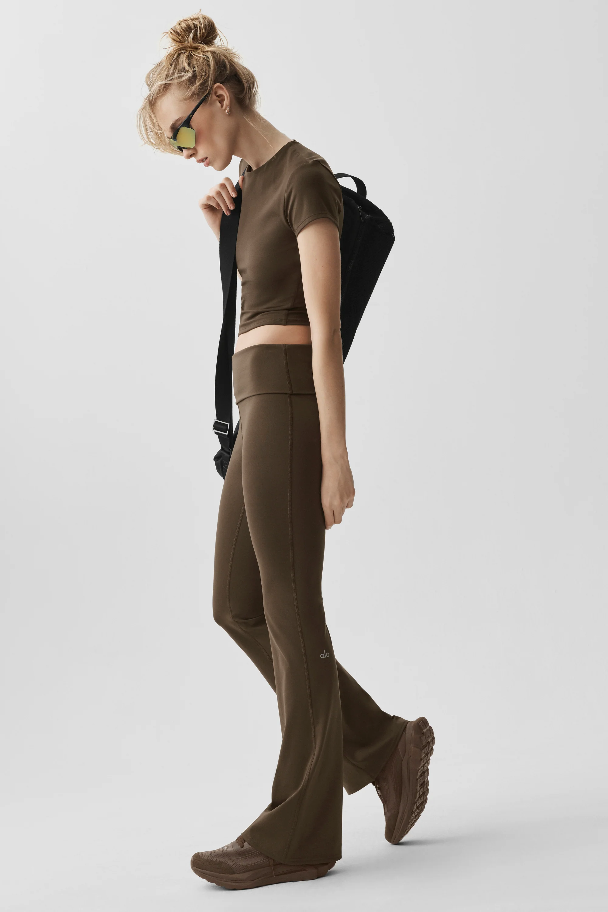 ALO Softsculpt Foldover Flare Legging Regular in Espresso