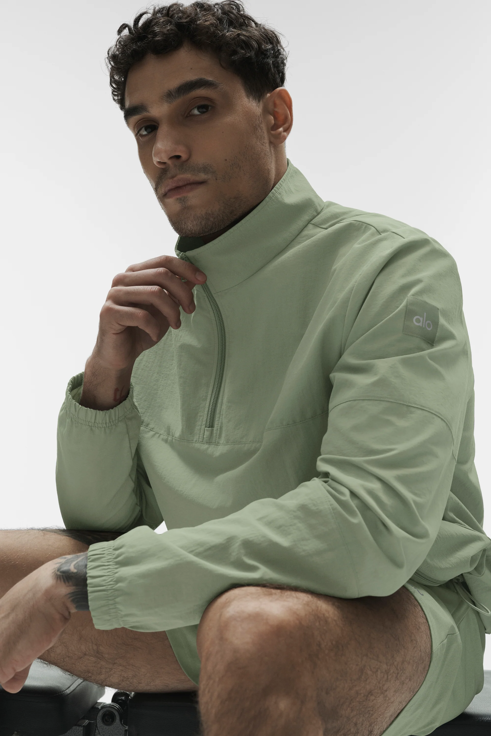 Pull en maille manches courtes boutonné Sports Club en Gravel