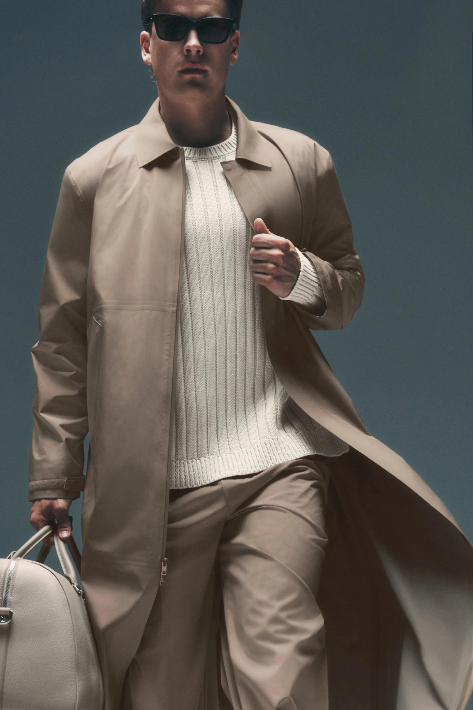 Alpha Shell Long Coat in Gravel with Waterproof Zippers