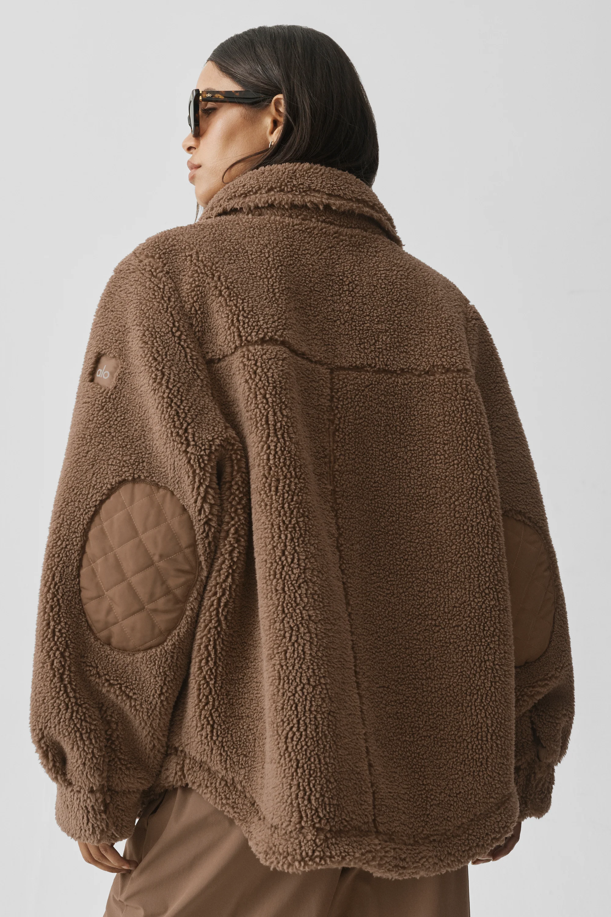 Sherpa Edge Shacket in Java Brown with Snap Front and Quilted Pockets