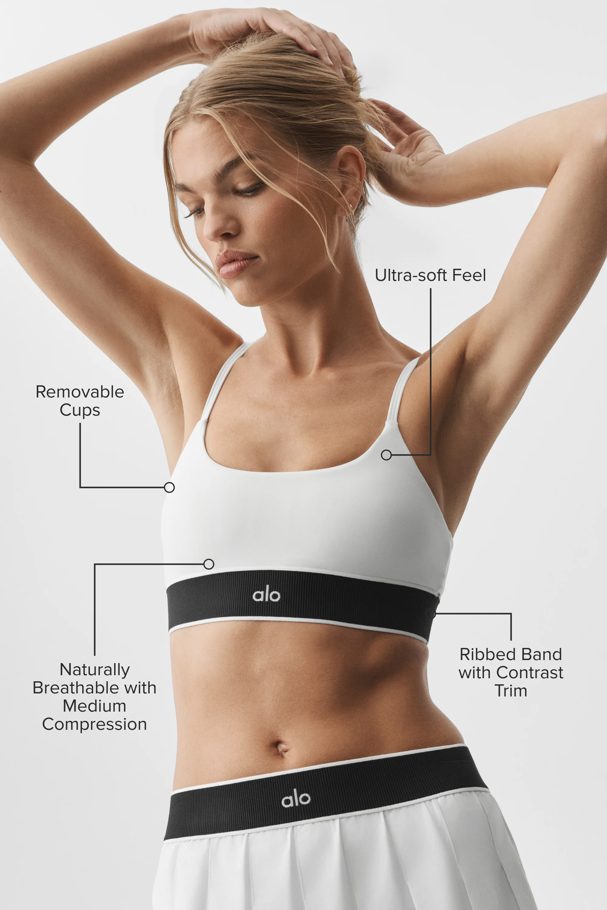 Brassière ALO Softsculpt Amp It Up en blanc et noir
