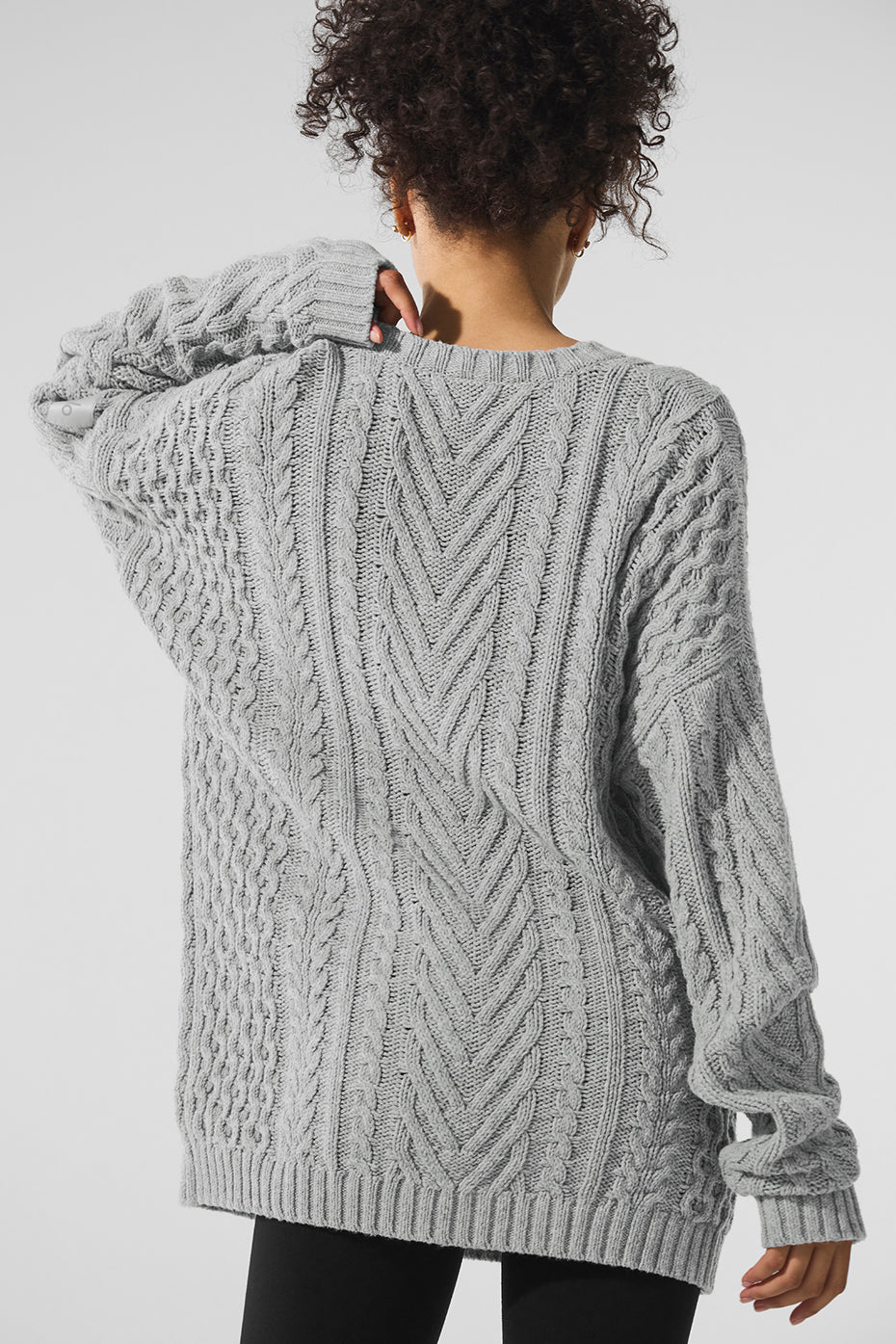 Suéter de Gola Redonda Cable Knit - Athletic Heather Grey