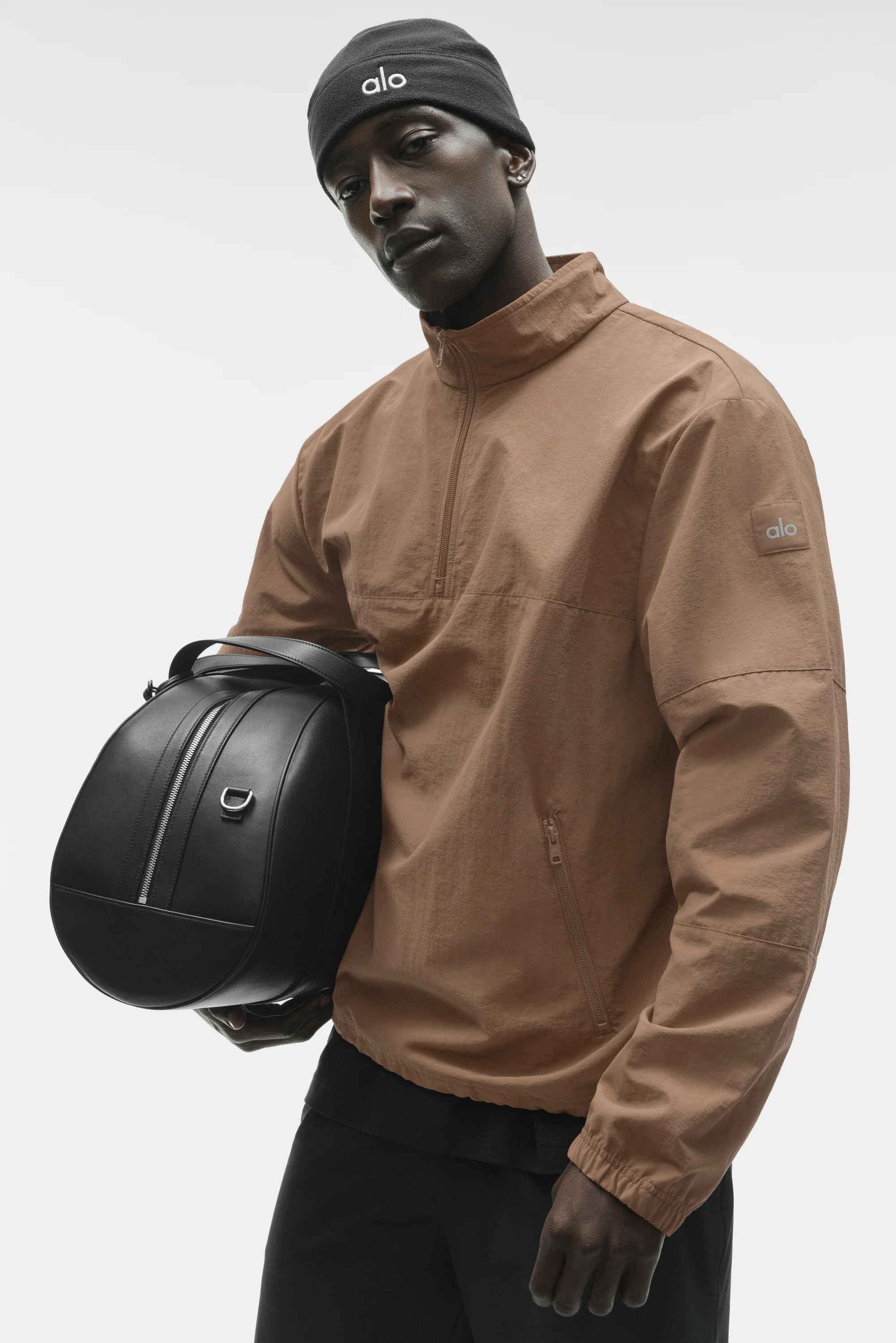 Pulover con zip leggero da asporto in Java Brown