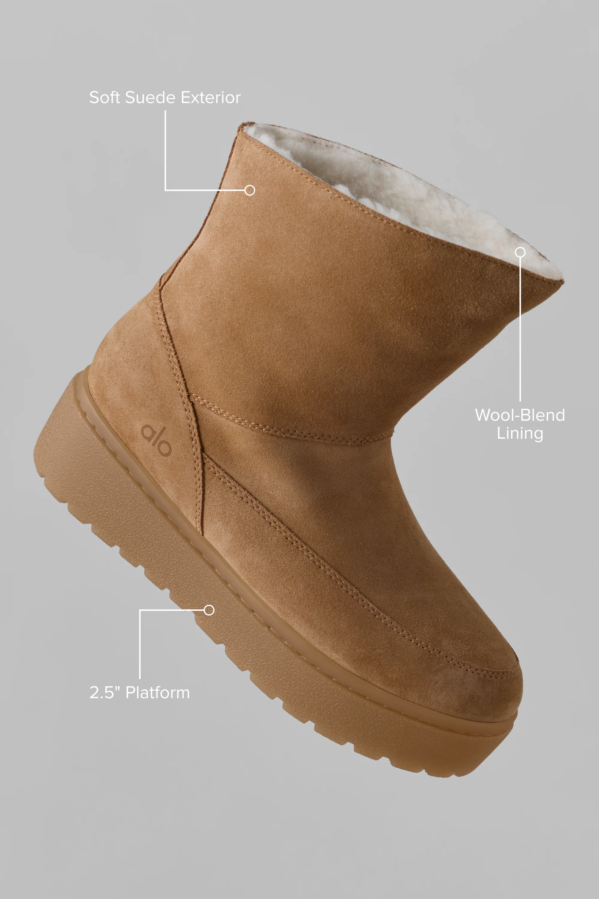 ALO Malibu Boot in Rich Chestnut Suede With Faux Fur Lining