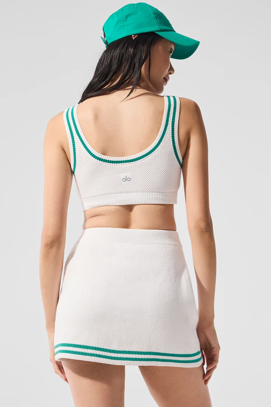 Biustonosz Tennis Club Sweater Knit Bra – White/Spruce Green