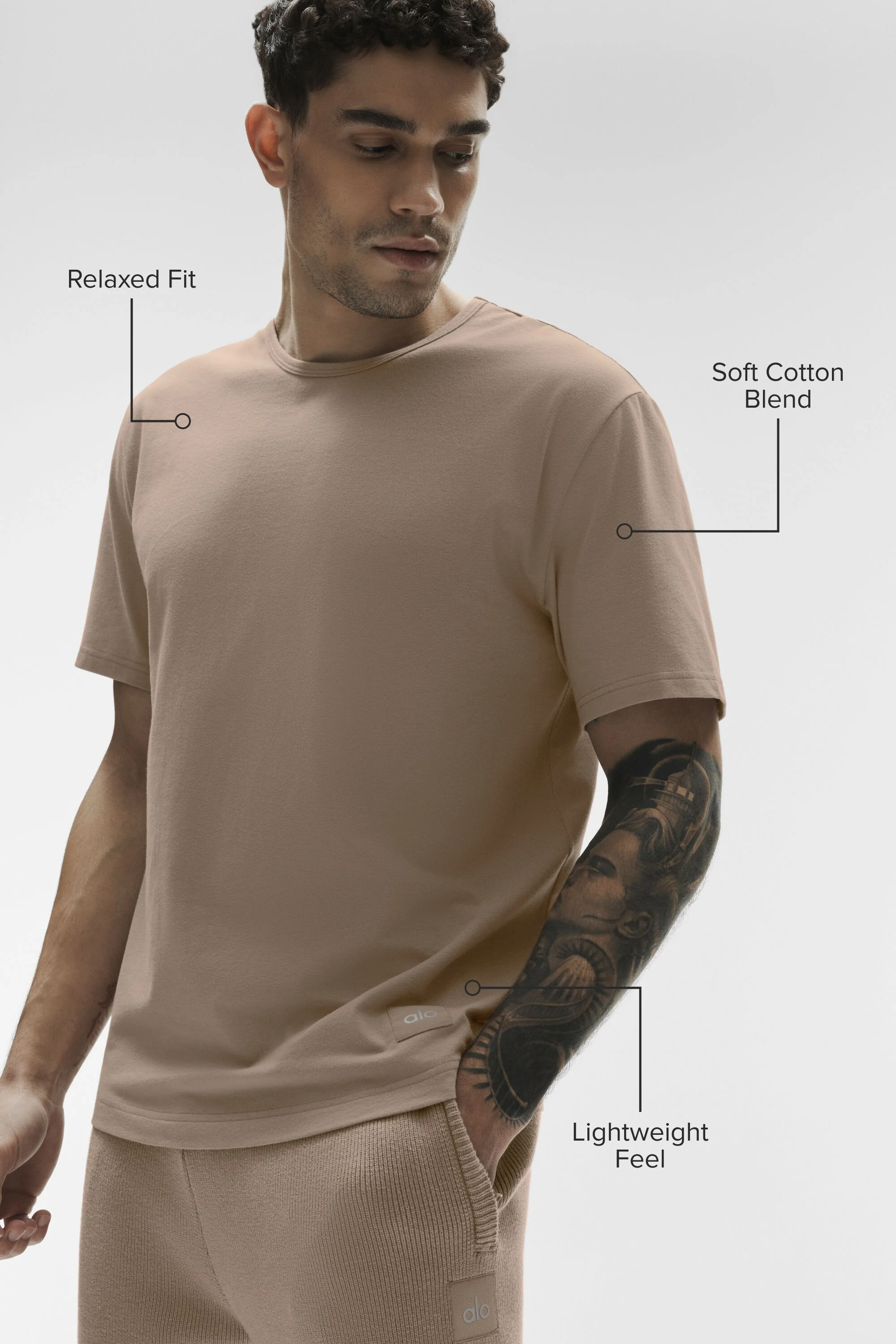 Street Essential Tee in Gravel Lightweight Cotton Blend