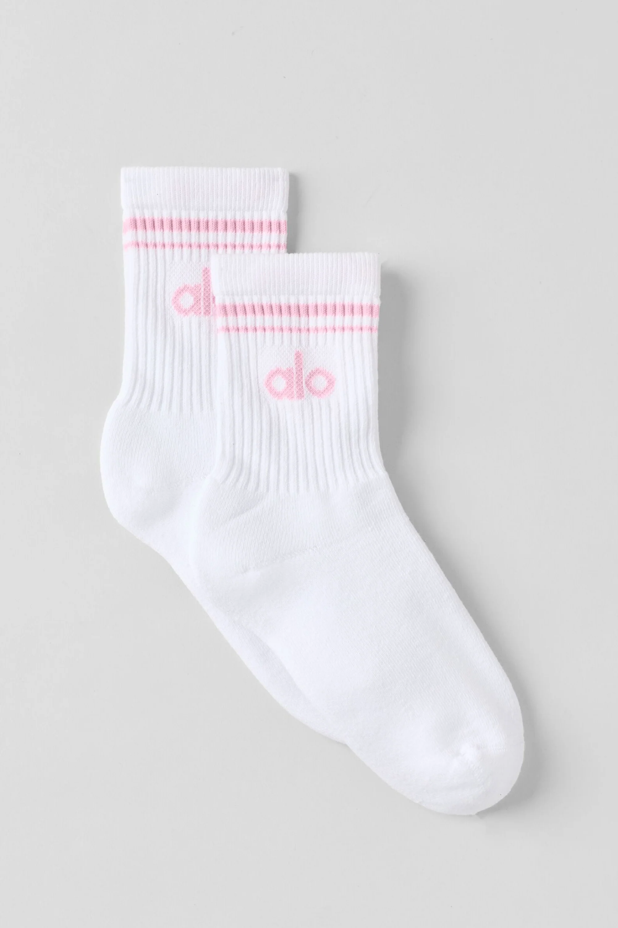 Unisex Half-Crew Throwback Sock in White and Pink Marshmallow