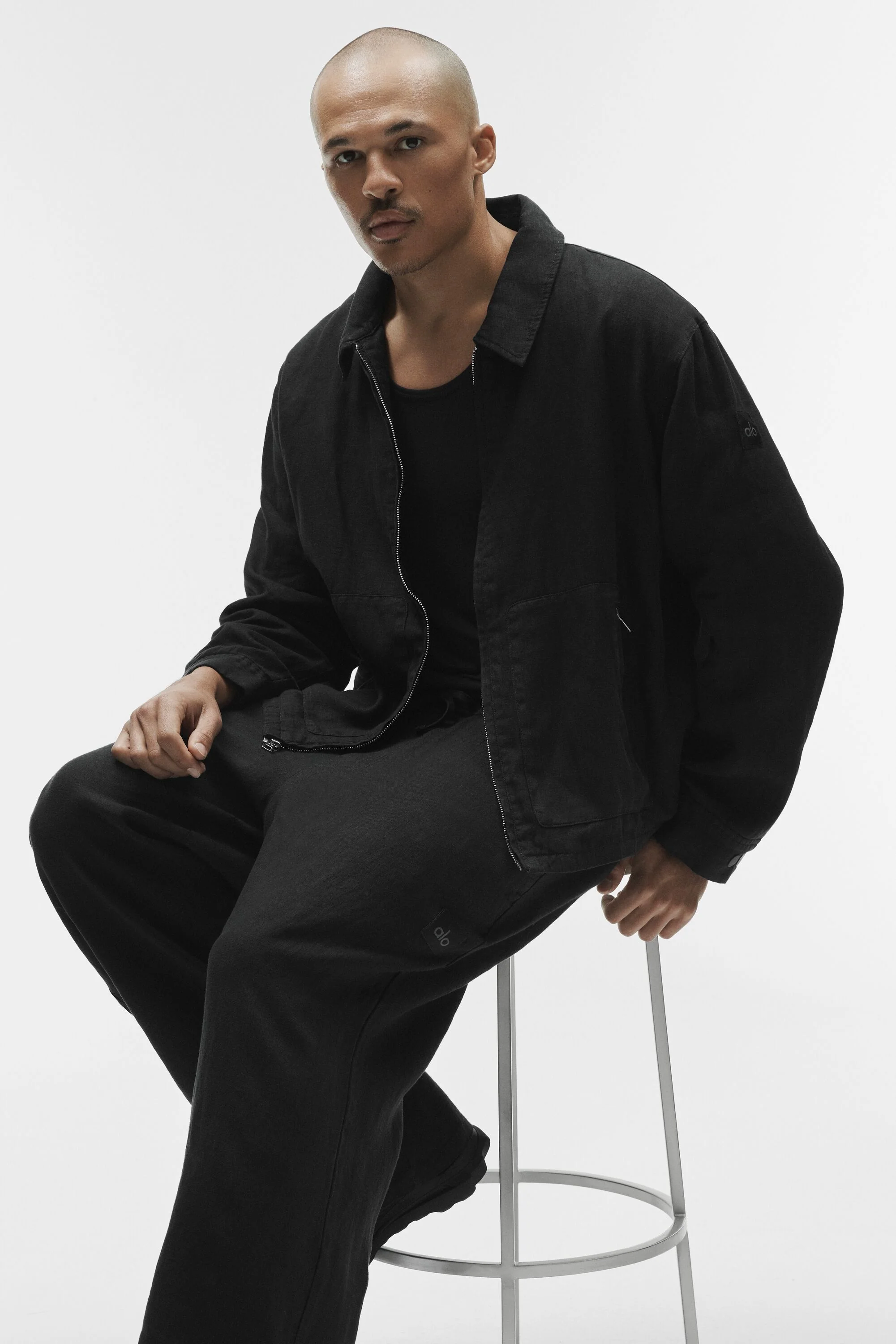 Veste zippée Linen Days noire pour superposition légère