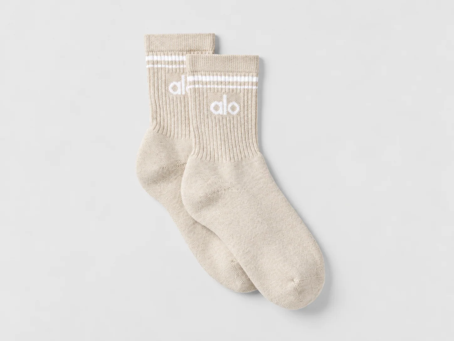Chaussette mi-chevillière unisexe Throwback en Oatmeal Heather et White