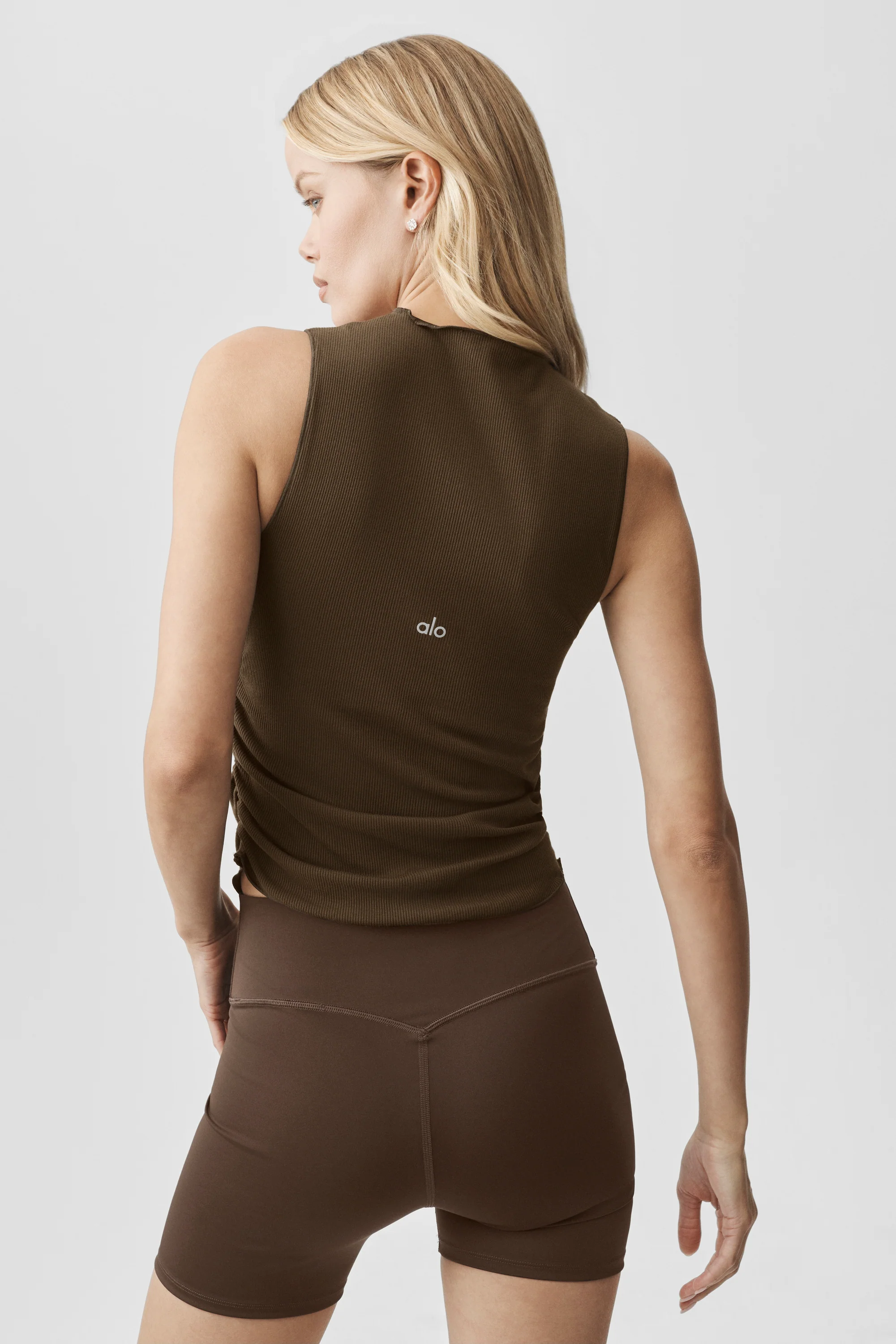 Débardeur côtelé En Pointe espresso avec brassière intégrée