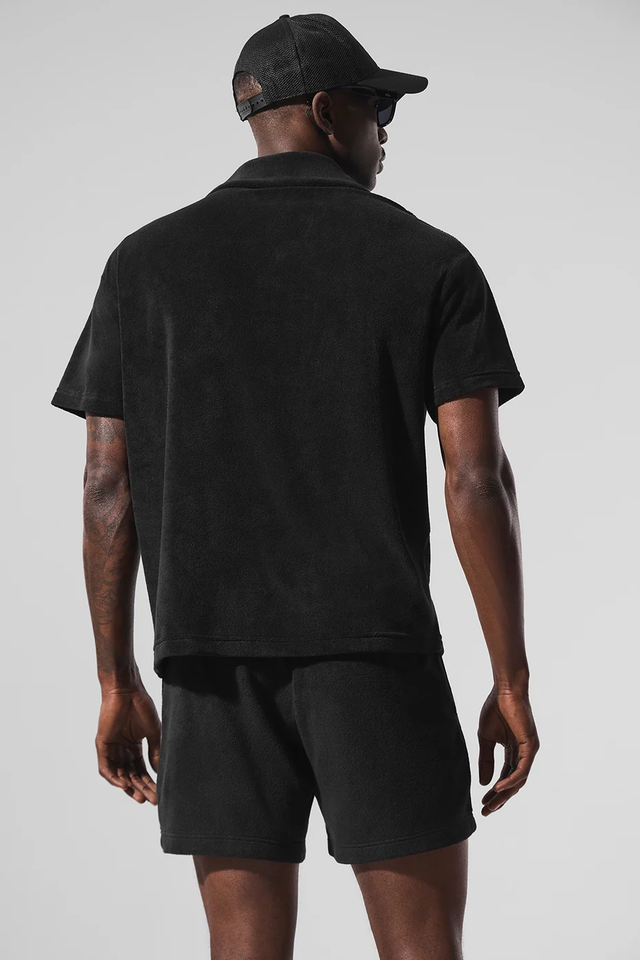 Coastal Terry Button Up Shirt in Black for Summer