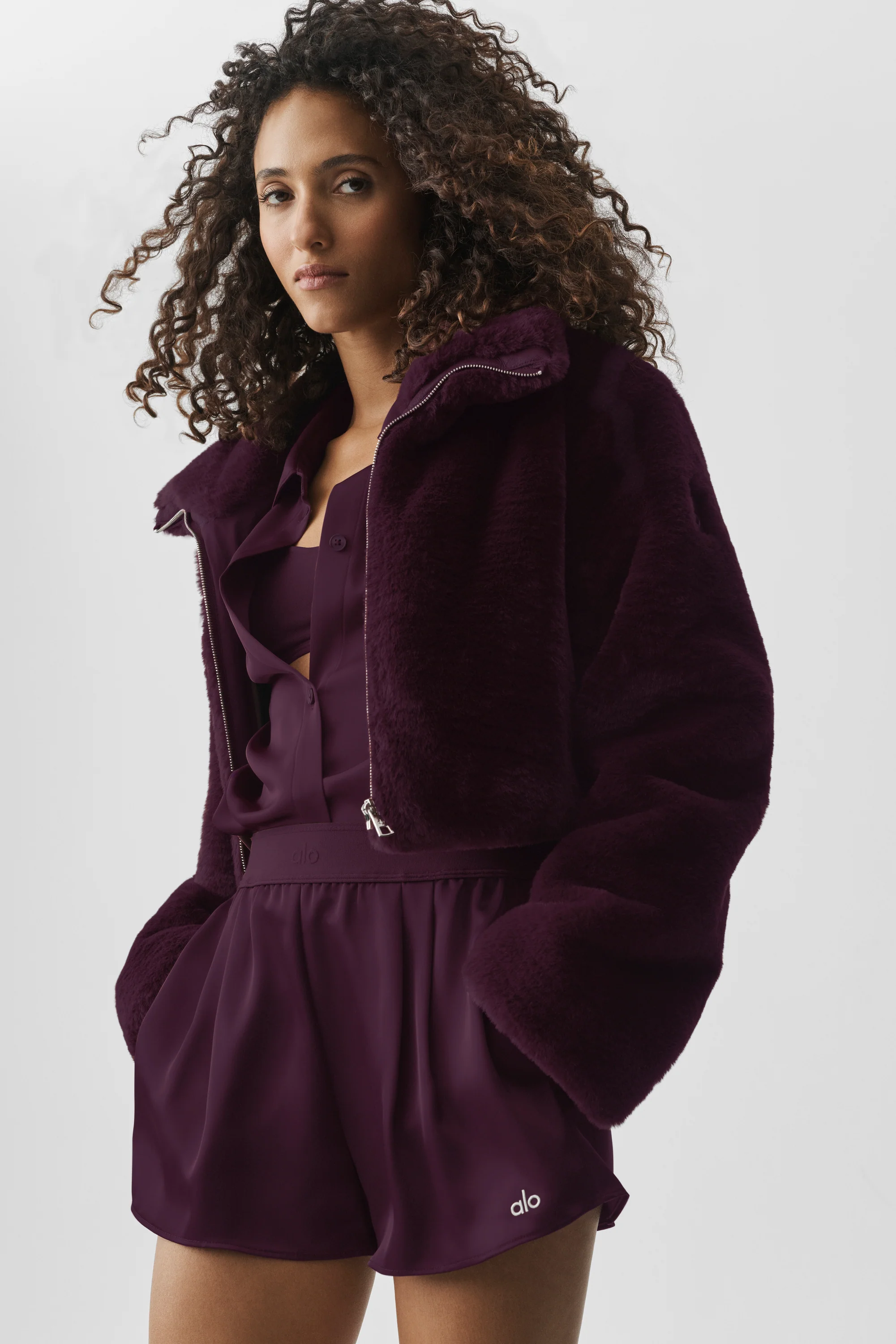 Satin High-Waist Smooth Talker Short in Rich Bordeaux