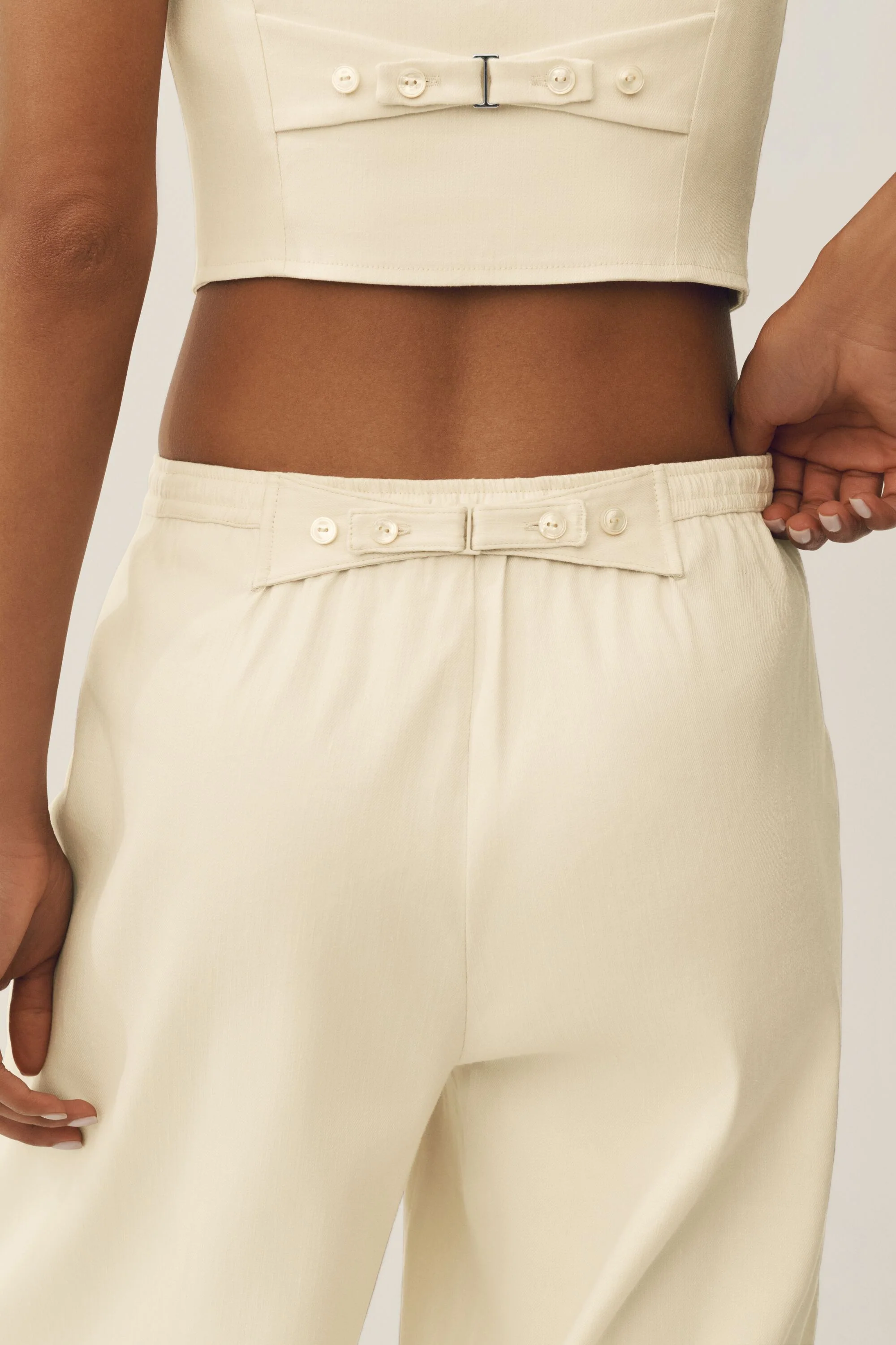 Linen Blend Riviera Wide Leg Pant in Sandy Beige
