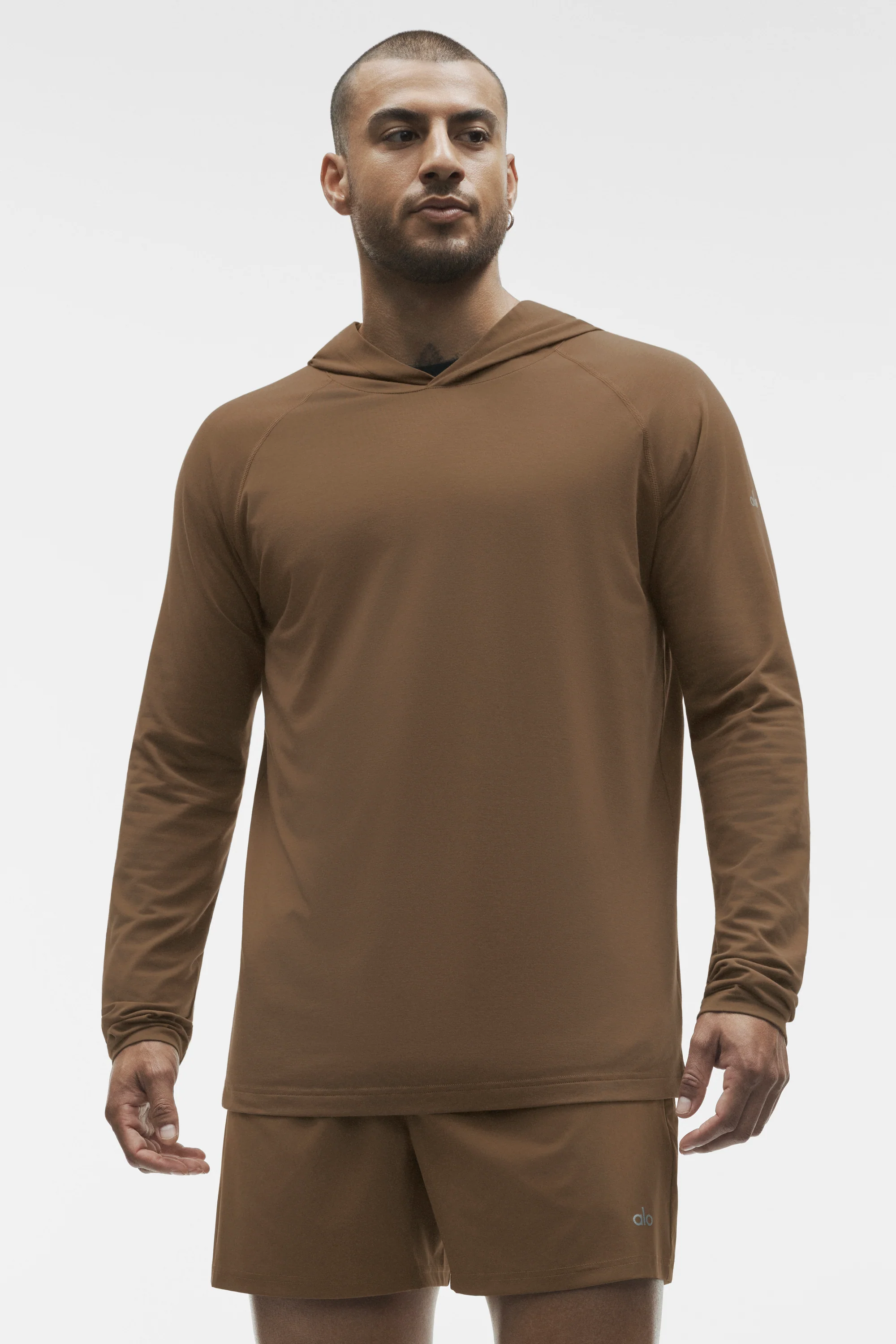 ALO Vapor Long Sleeve Hoodie in Java Brown