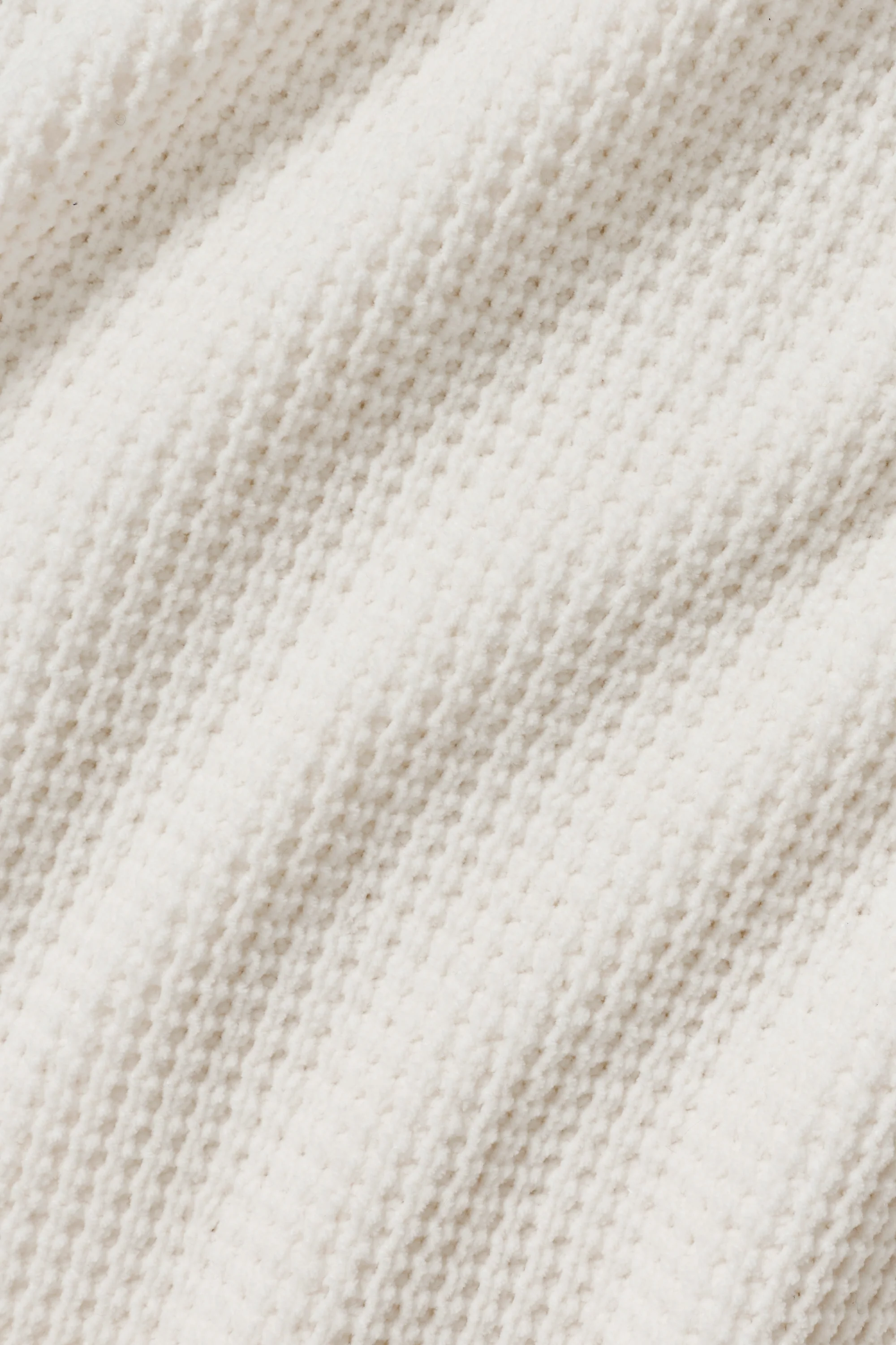 Waffle Chenille Edition-hoodie i Elfenben, afslappet overdel til kvinder