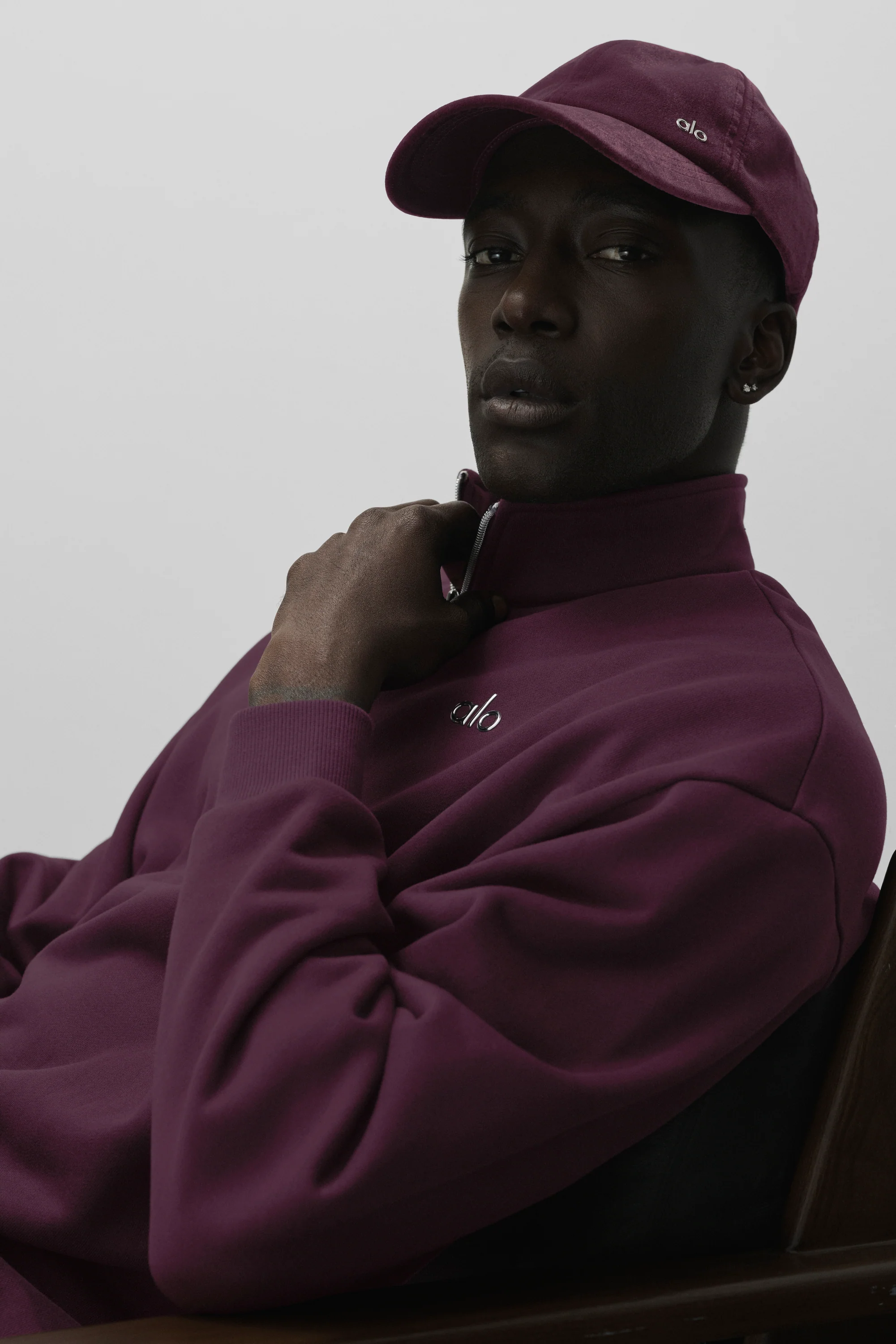 Velvet Off-Duty Cap in Rich Bordeaux