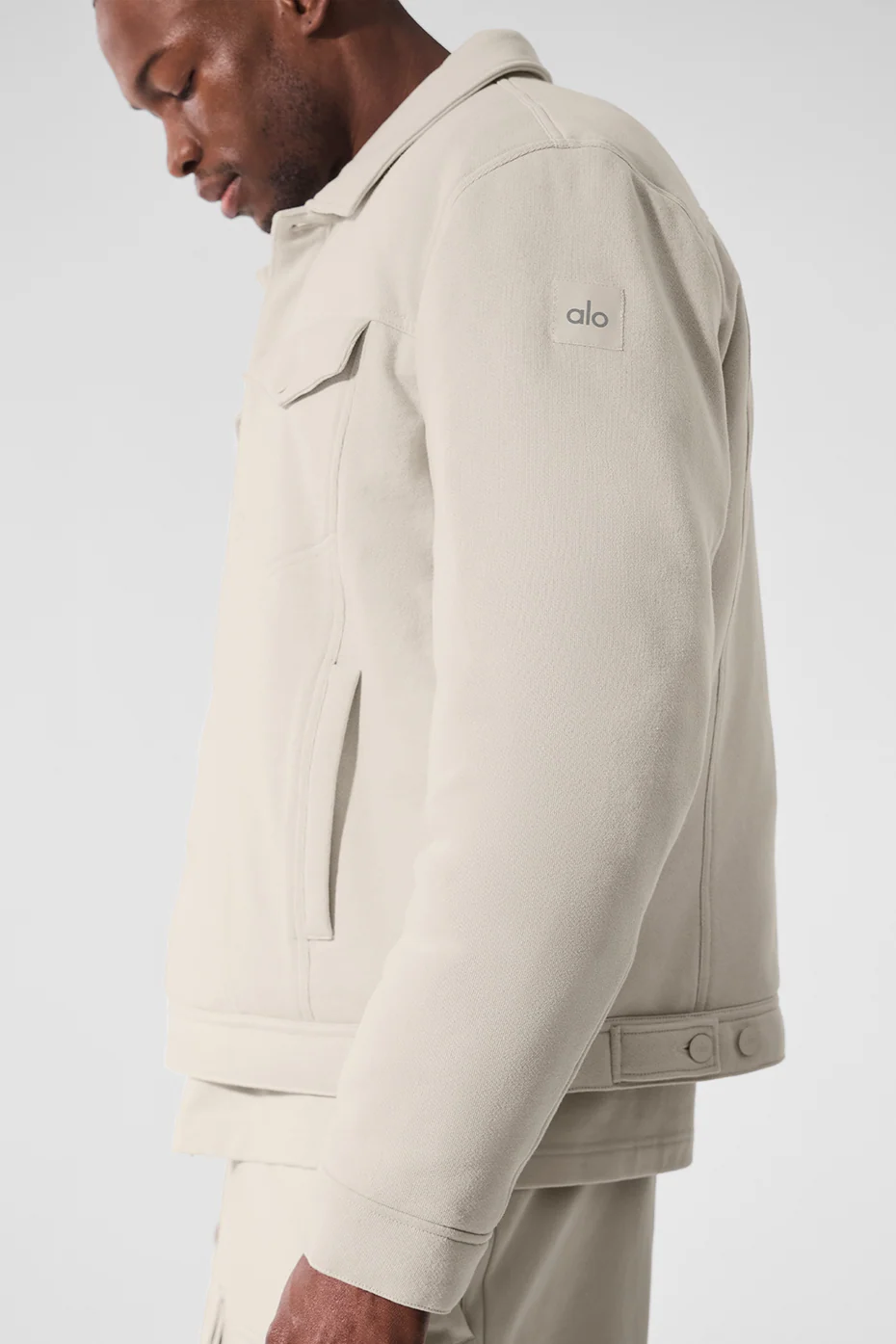 Ease Trucker Jacket in Bone Made From Chill Fabric