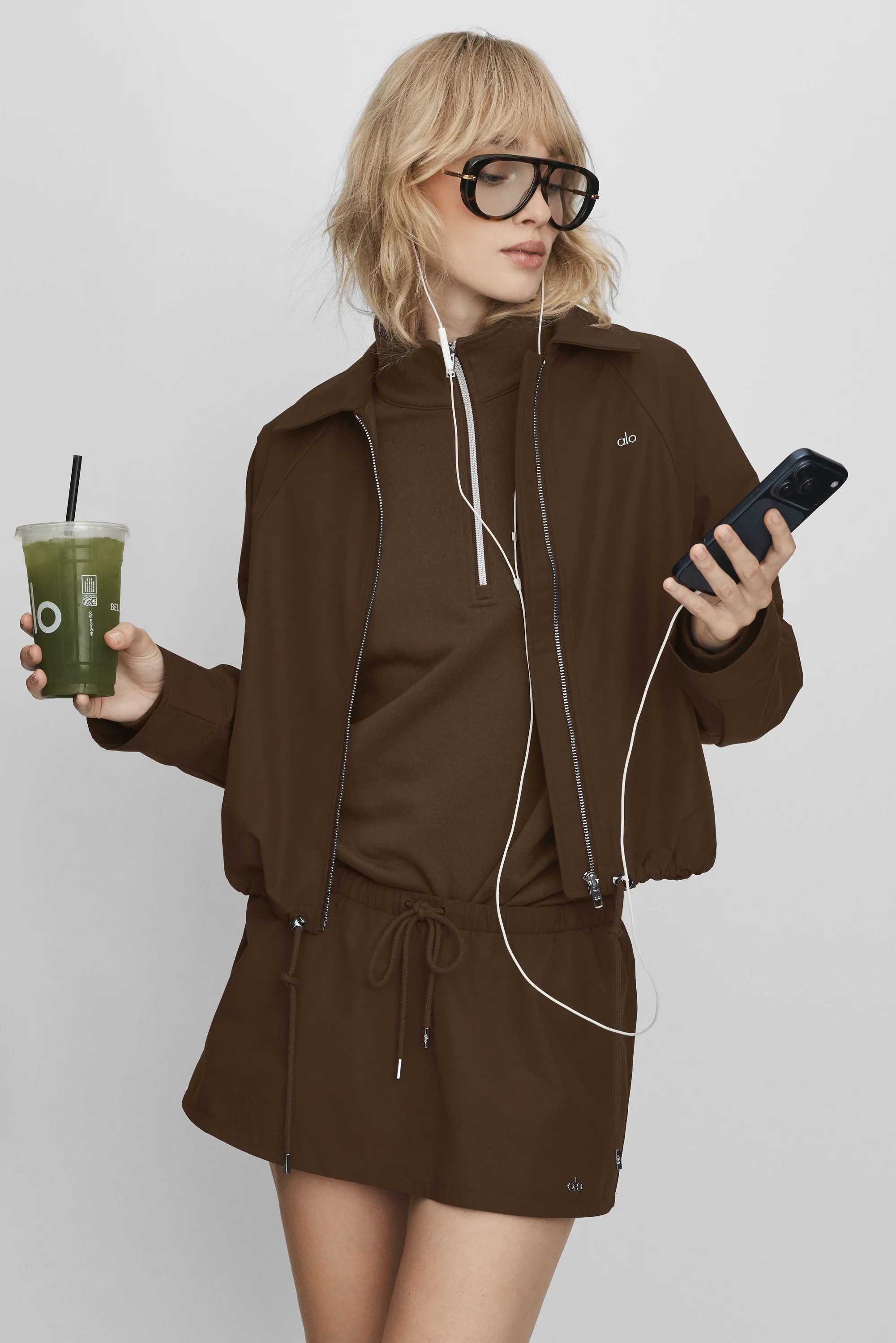 Giacca full zip Best Bet in Espresso con orlo a coulisse