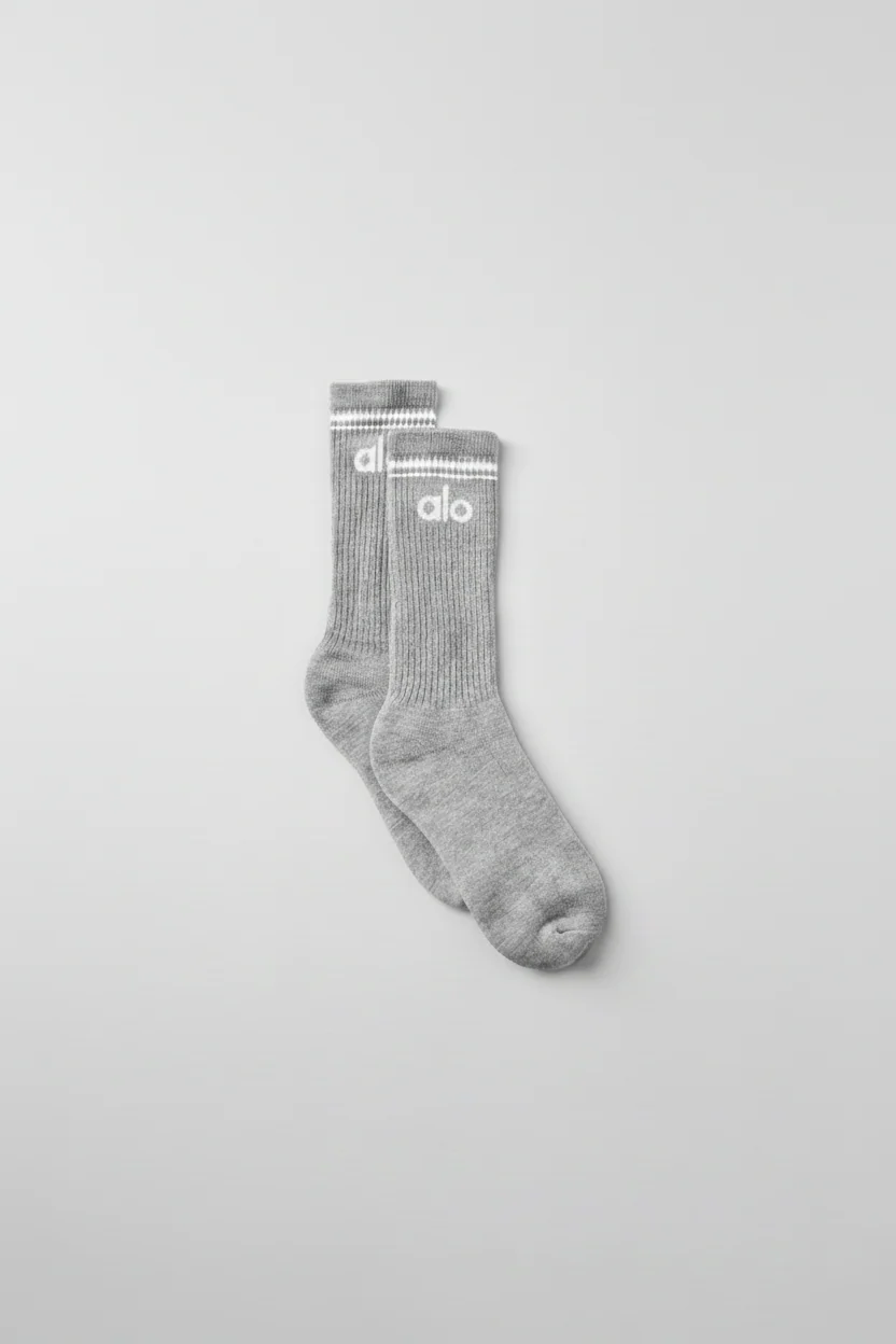Unisex Throwback Sock, Athletic Heather Grey and White